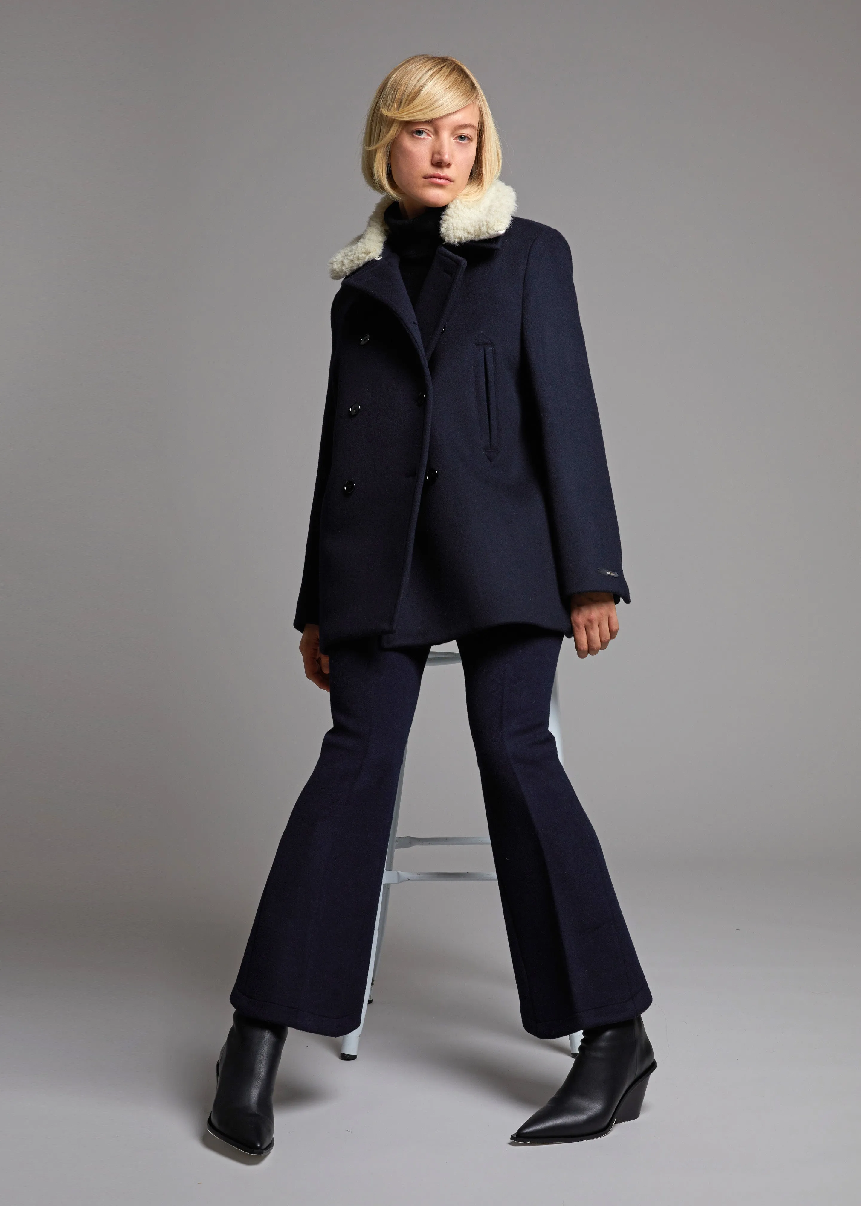 Kimmo Faux Fur Collar Peacoat - Navy sold by Frankie Shop product image thumbnail 3