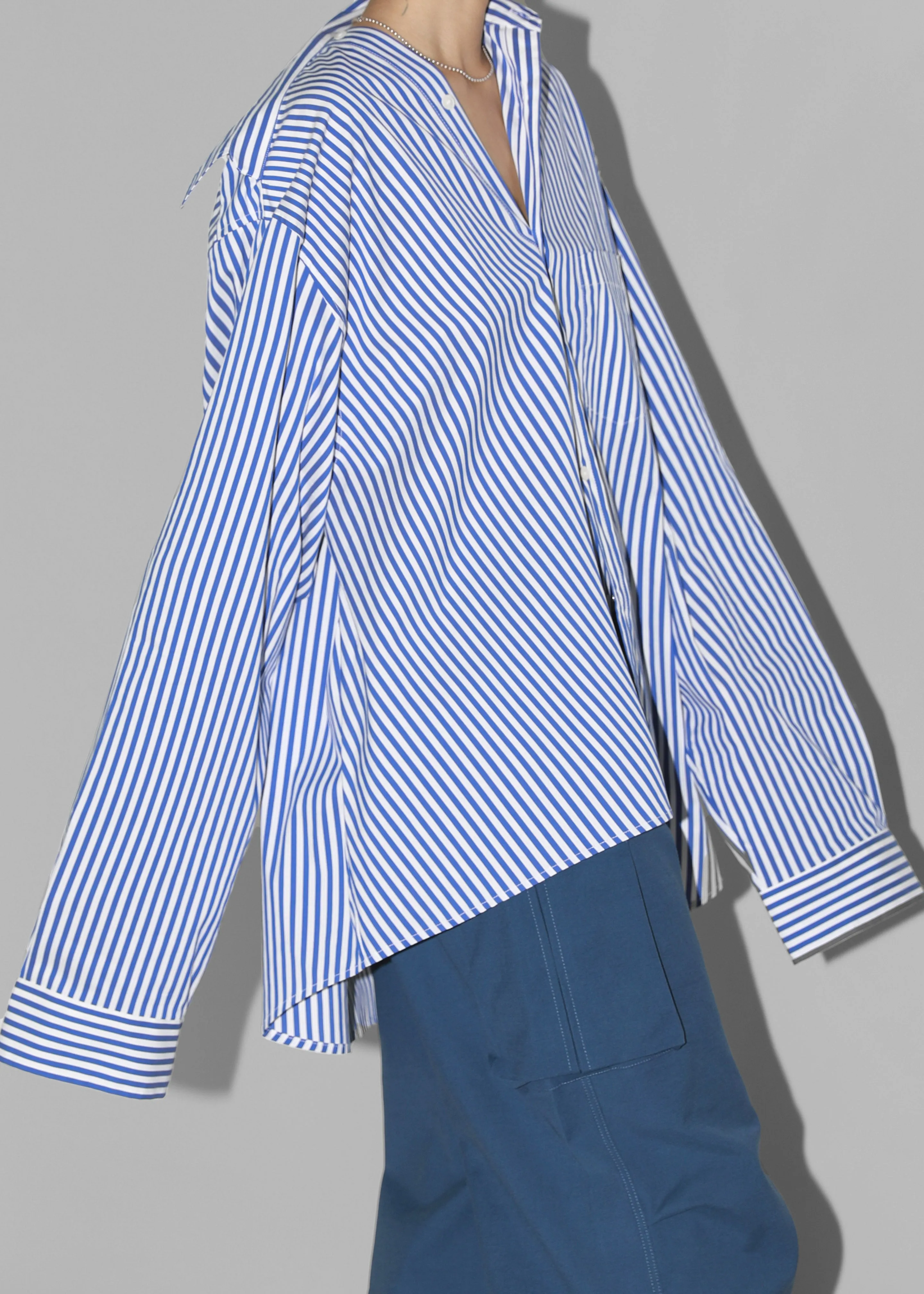 Ida Pocket Shirt - Blue Stripe sold by Frankie Shop