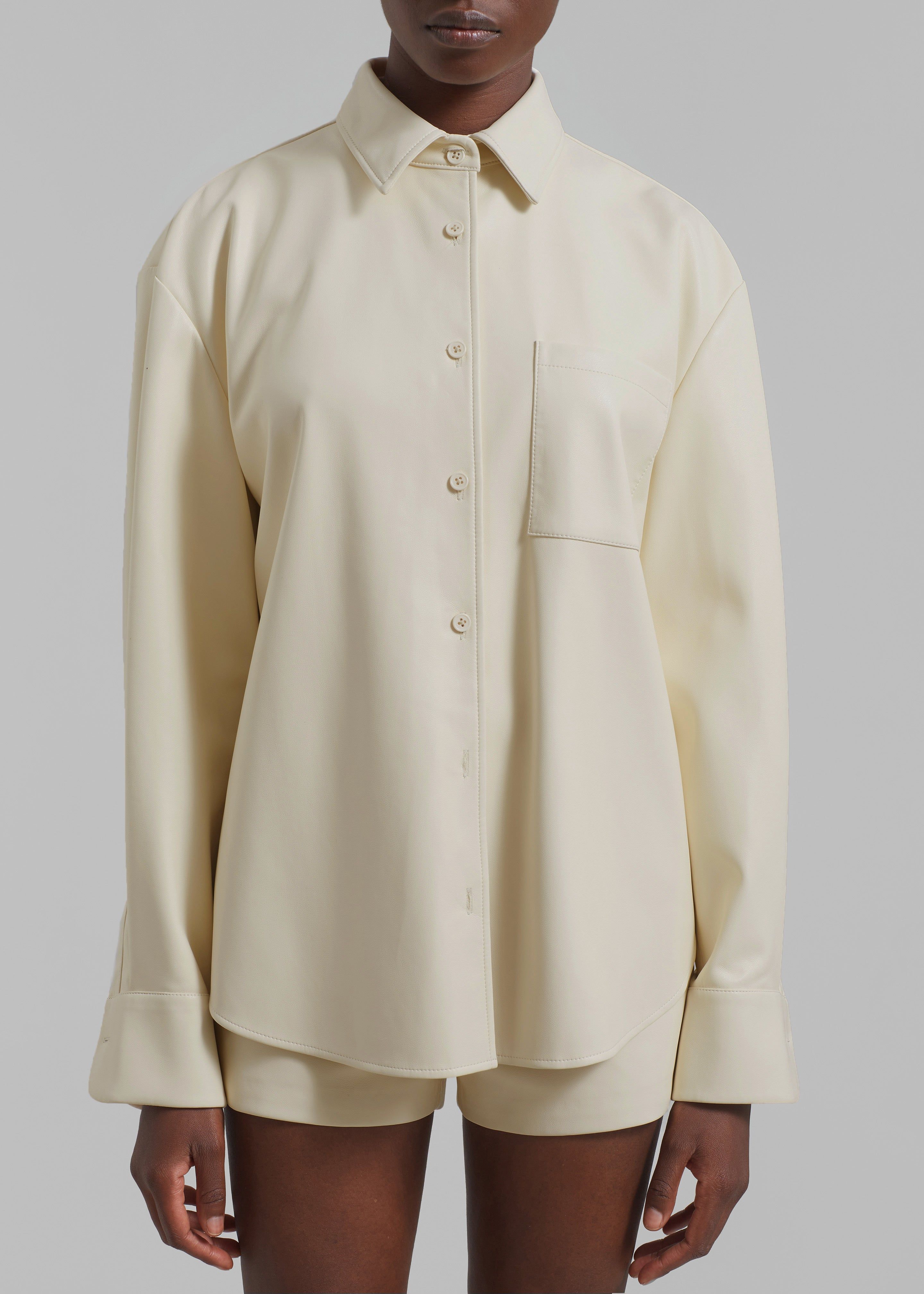 Chrissie Faux Leather Shirt - Mastic sold by Frankie Shop product image thumbnail 3