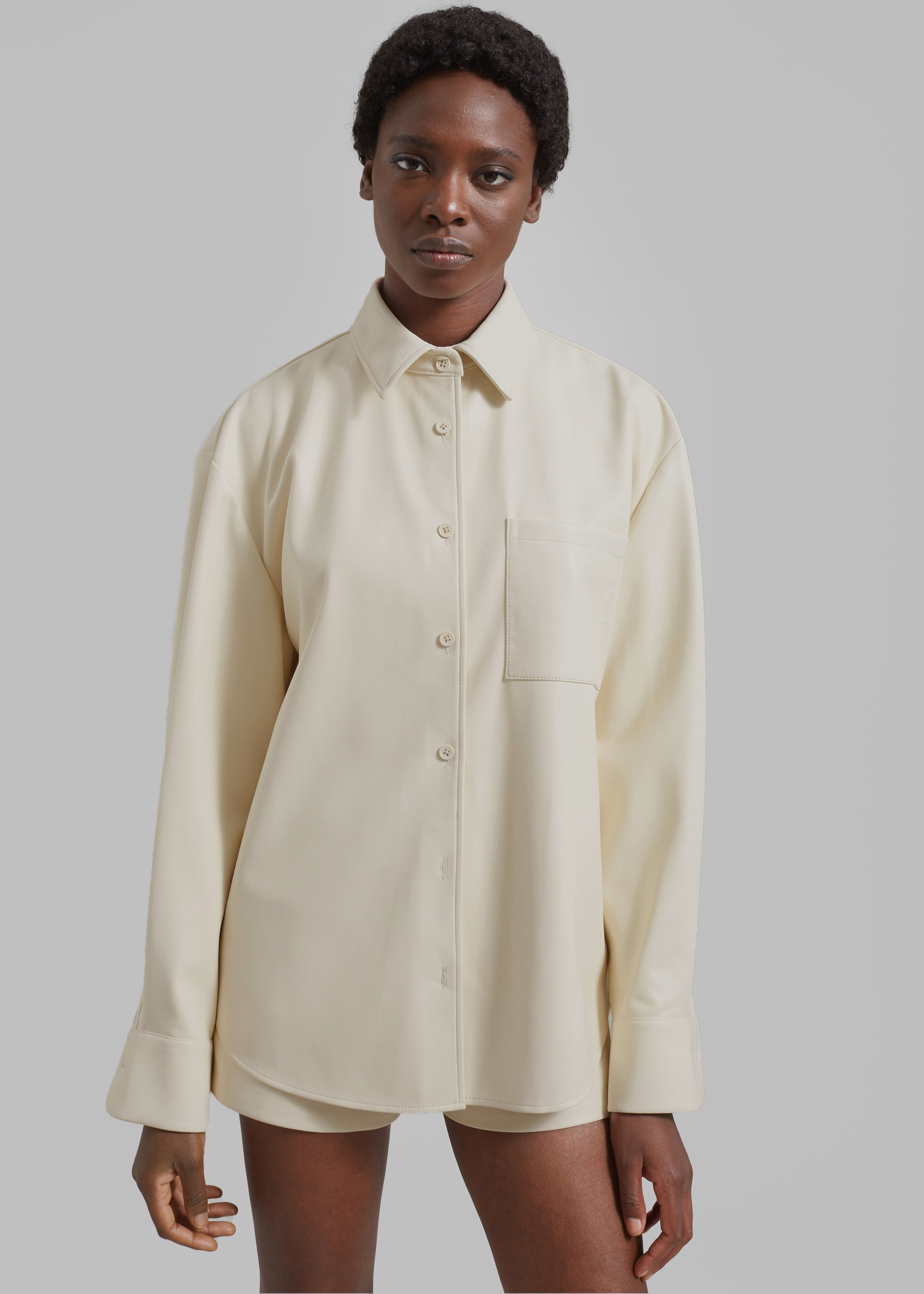 Chrissie Faux Leather Shirt - Mastic sold by Frankie Shop