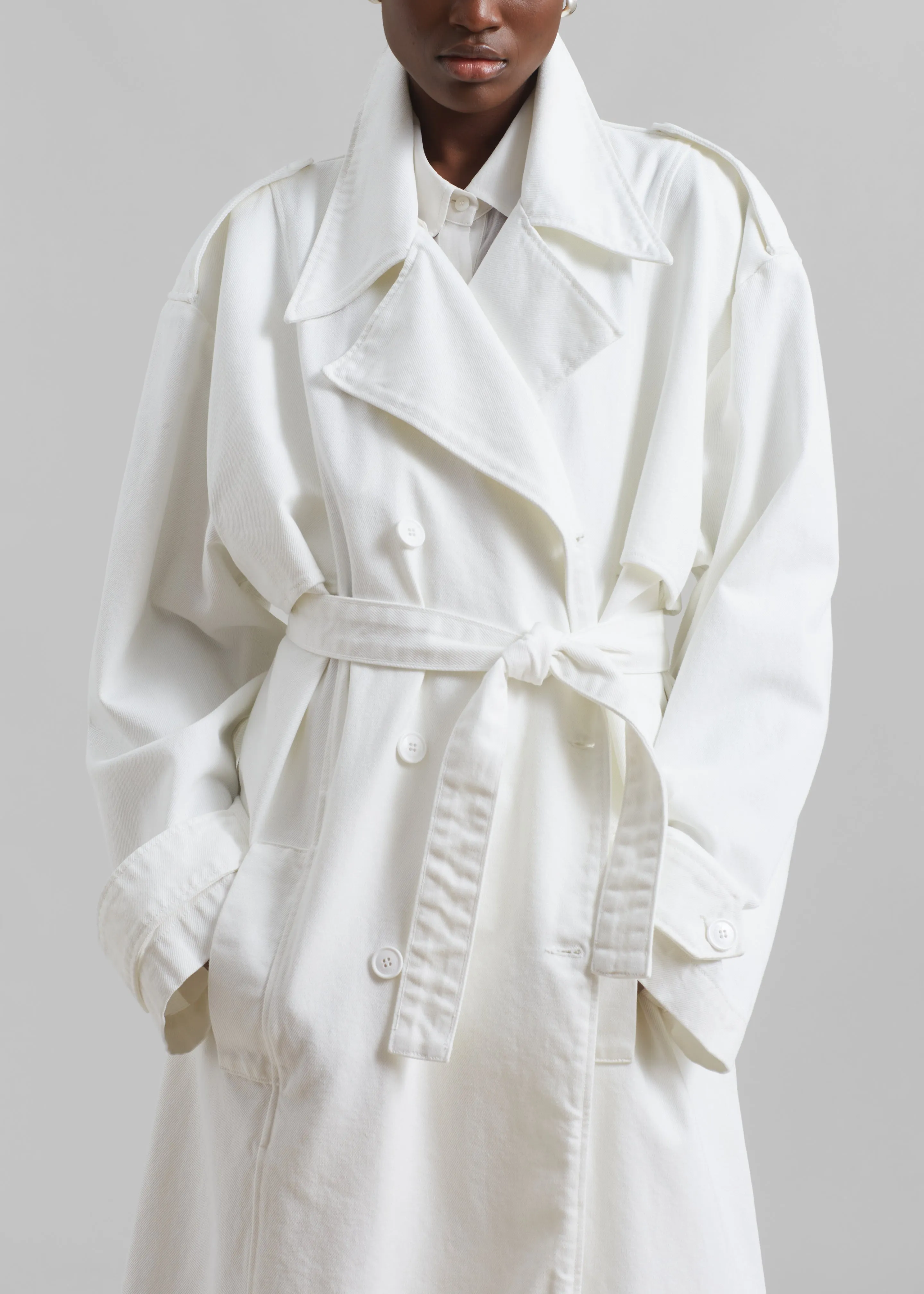 Nikola Denim Trench Coat - White sold by Frankie Shop product image thumbnail 2
