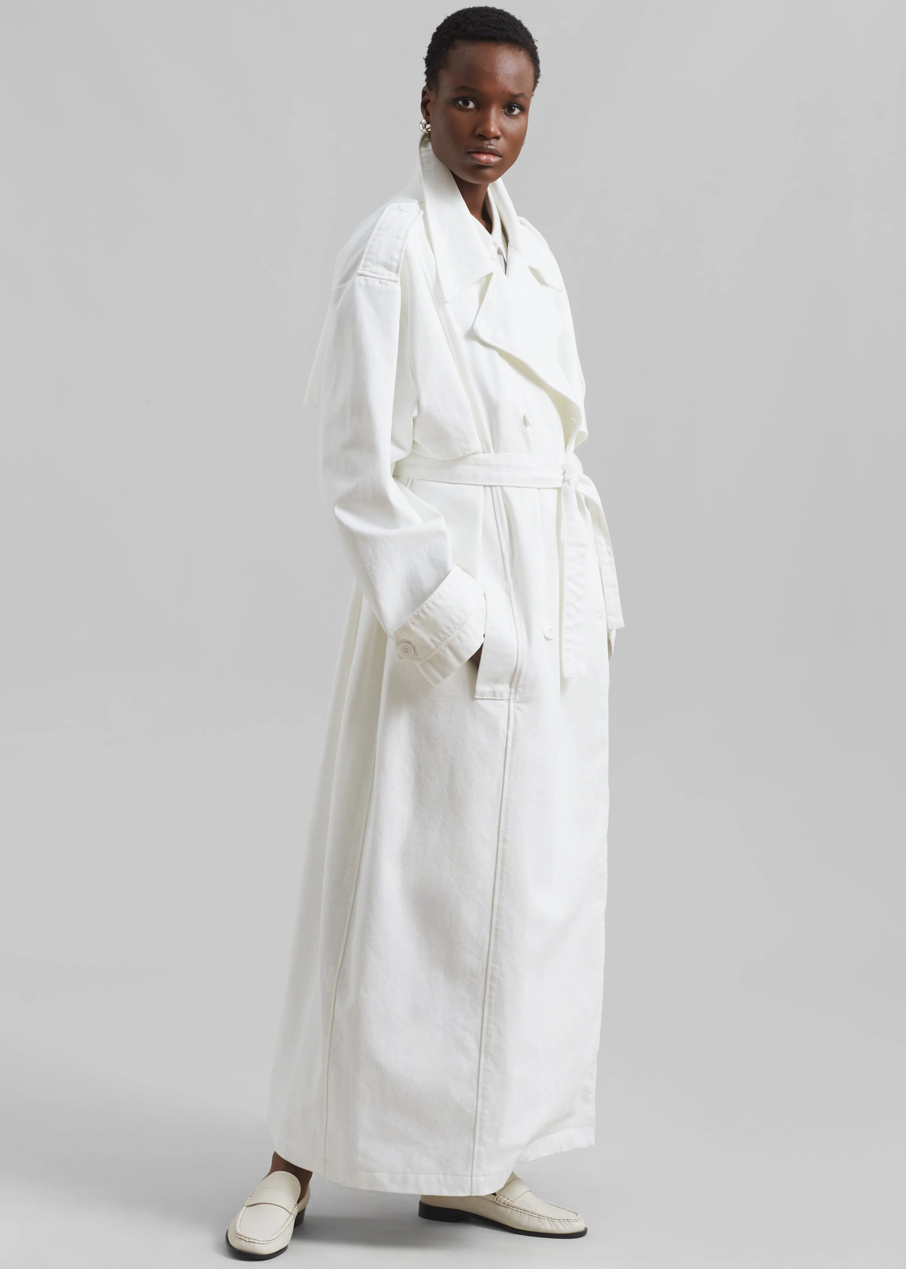 Nikola Denim Trench Coat - White sold by Frankie Shop product image thumbnail 5