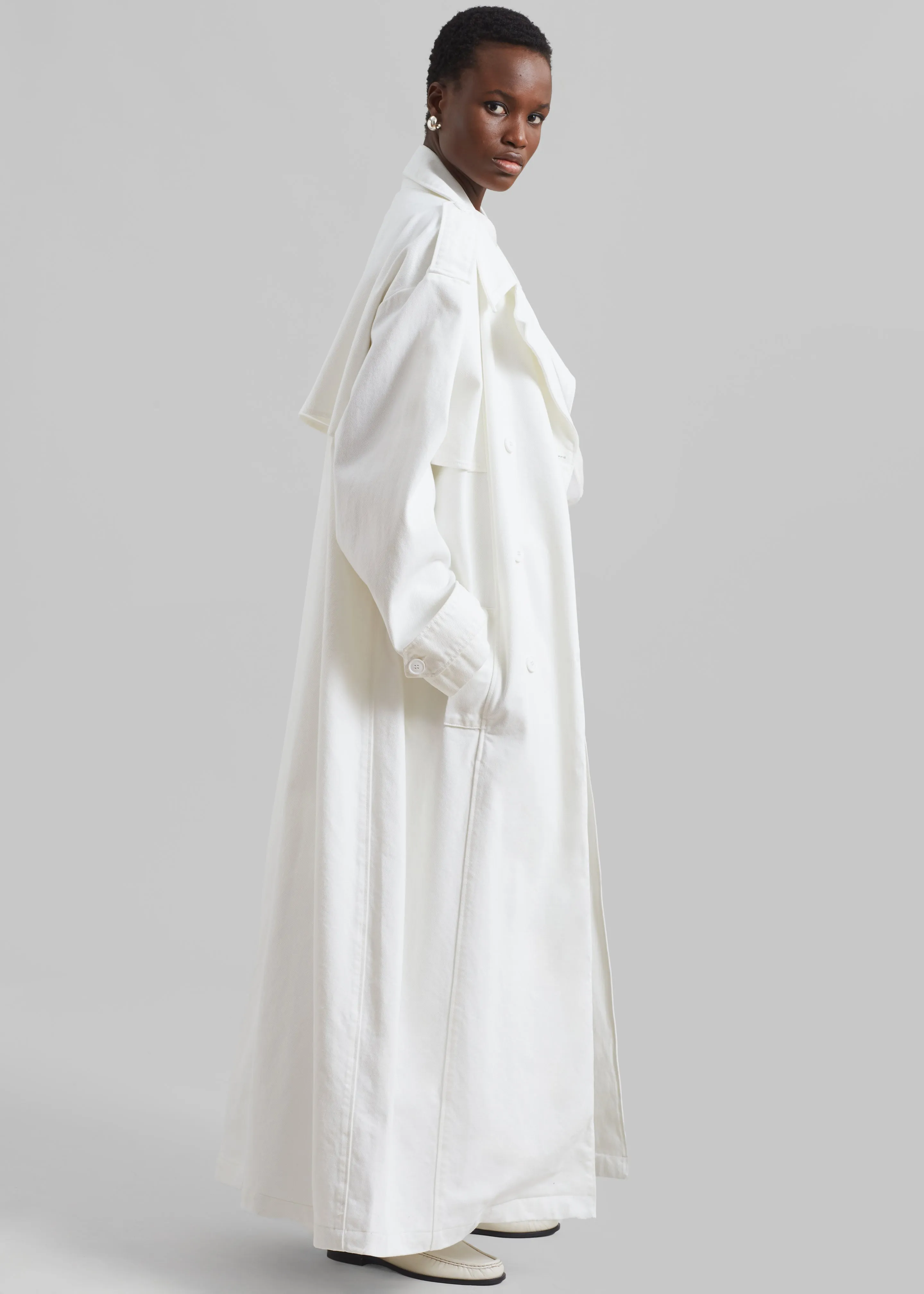 Nikola Denim Trench Coat - White sold by Frankie Shop product image thumbnail 3