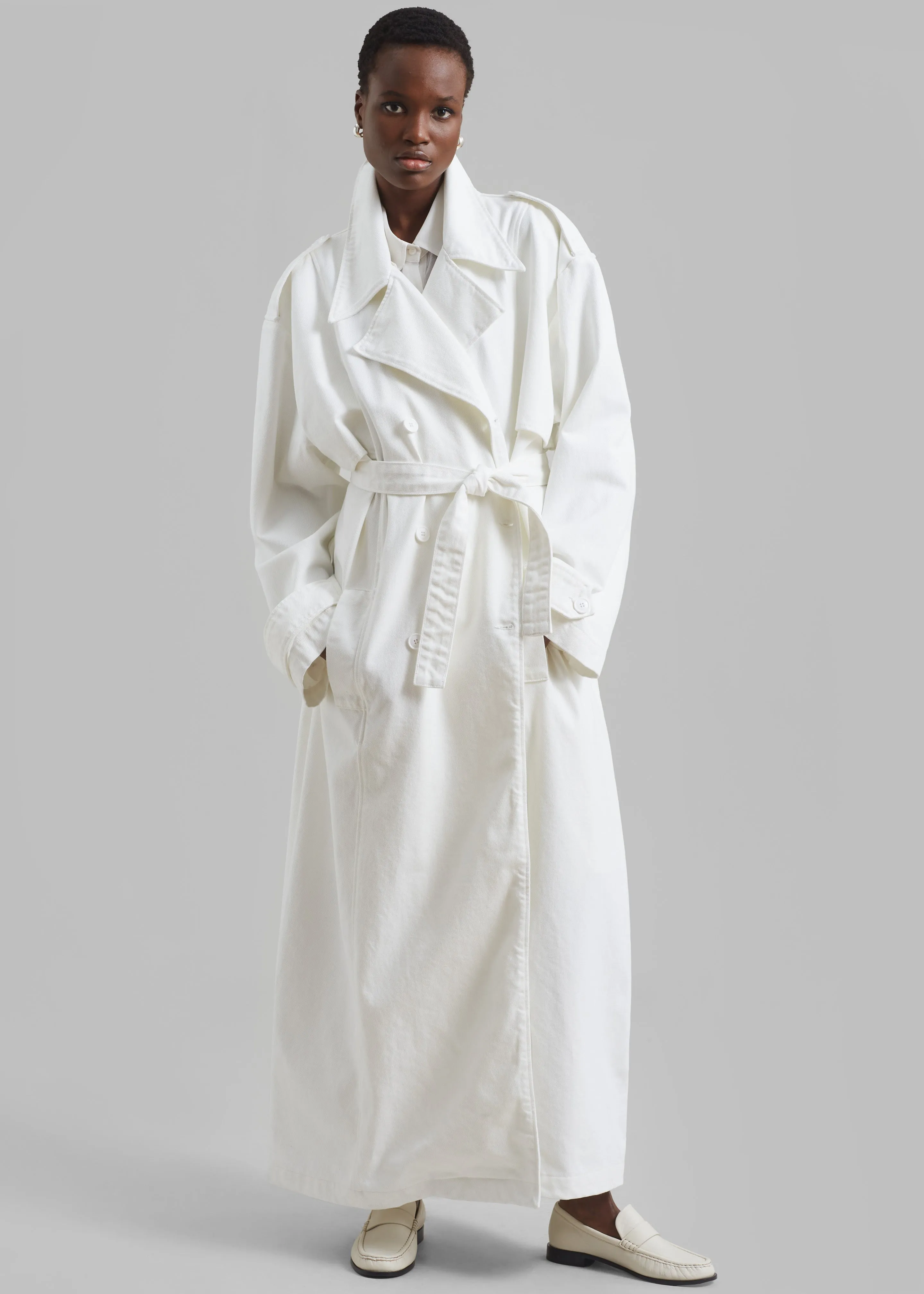 Nikola Denim Trench Coat - White sold by Frankie Shop