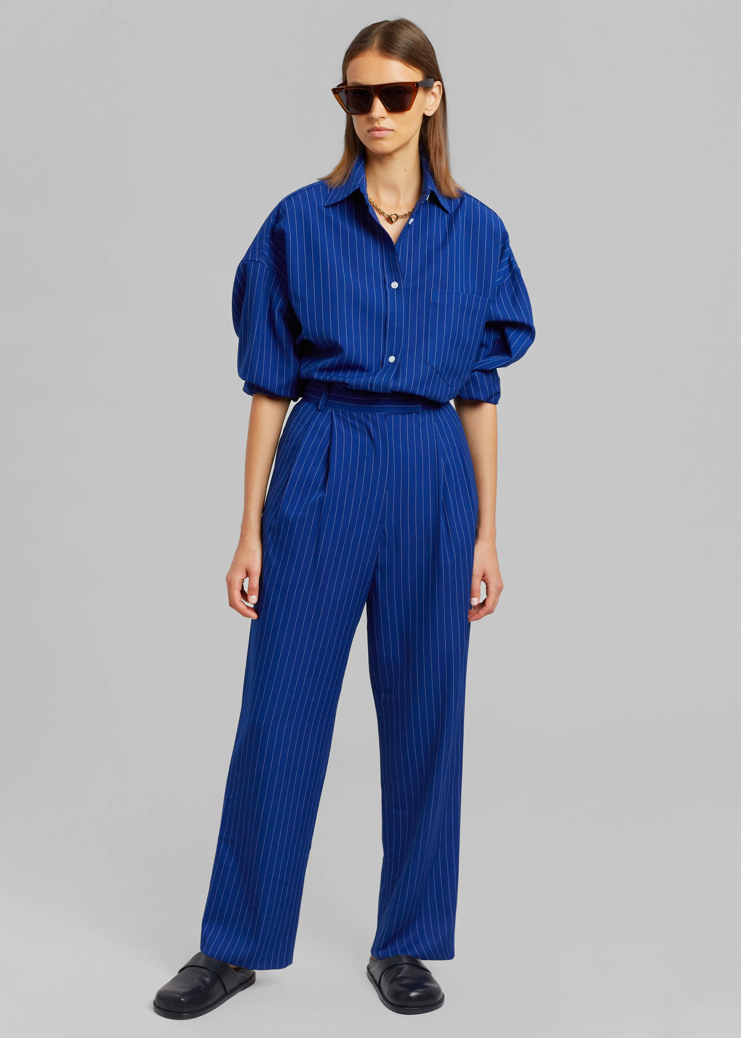 Bea Fluid Stripe Suit Pants - Deep Blue sold by Frankie Shop product image thumbnail 5