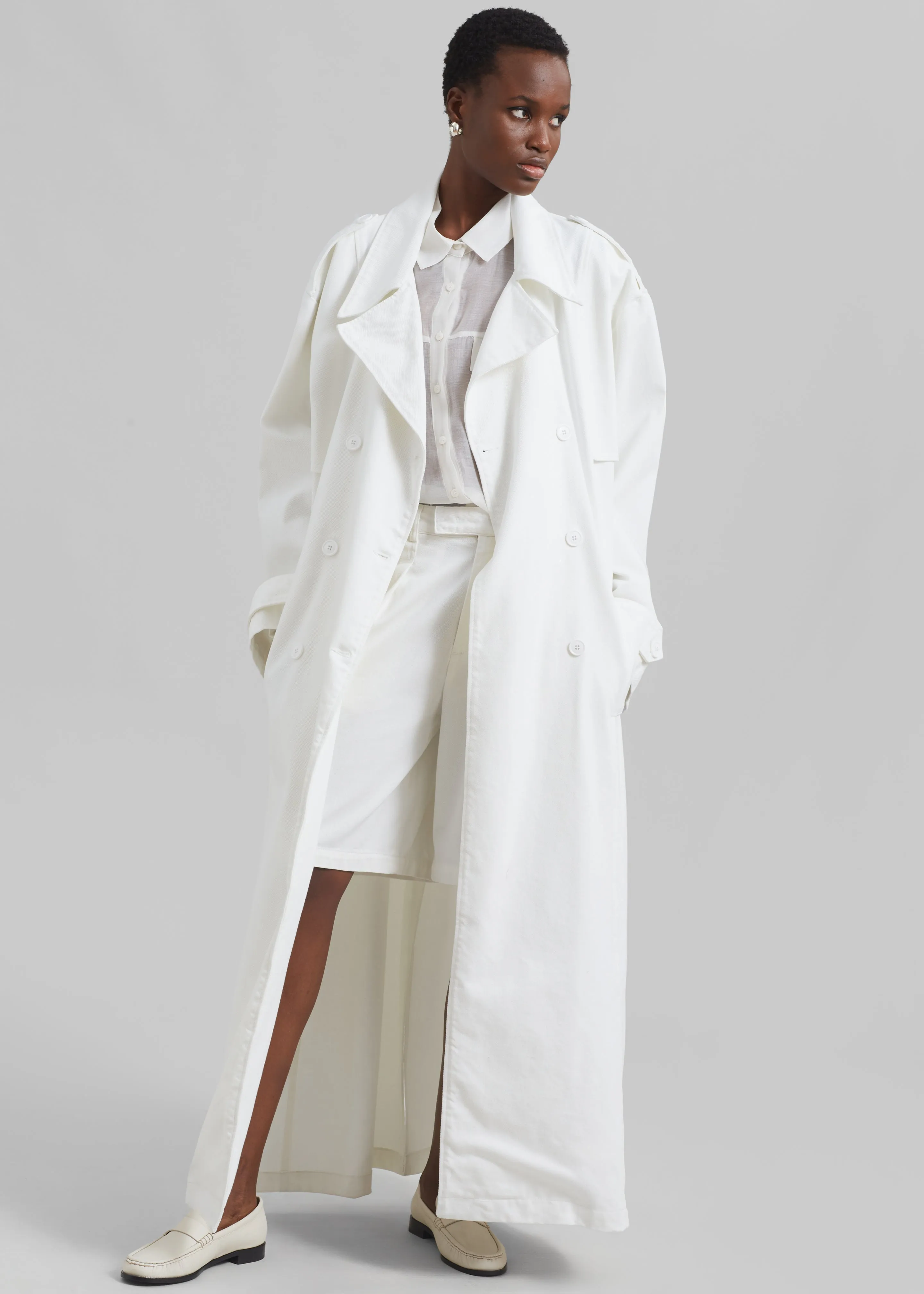 Nikola Denim Trench Coat - White sold by Frankie Shop product image thumbnail 4
