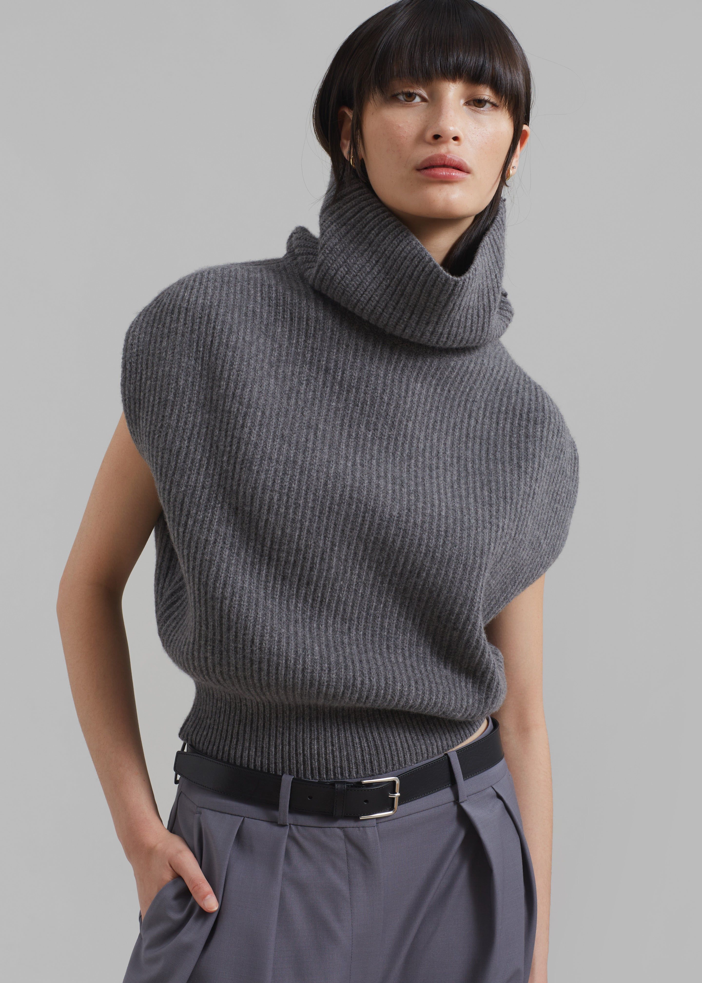 Lana Sleeveless Turtleneck - Grey sold by Frankie Shop