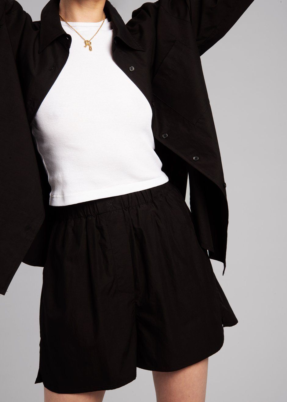 Lui Cotton Boxer Short - Black sold by Frankie Shop product image thumbnail 2