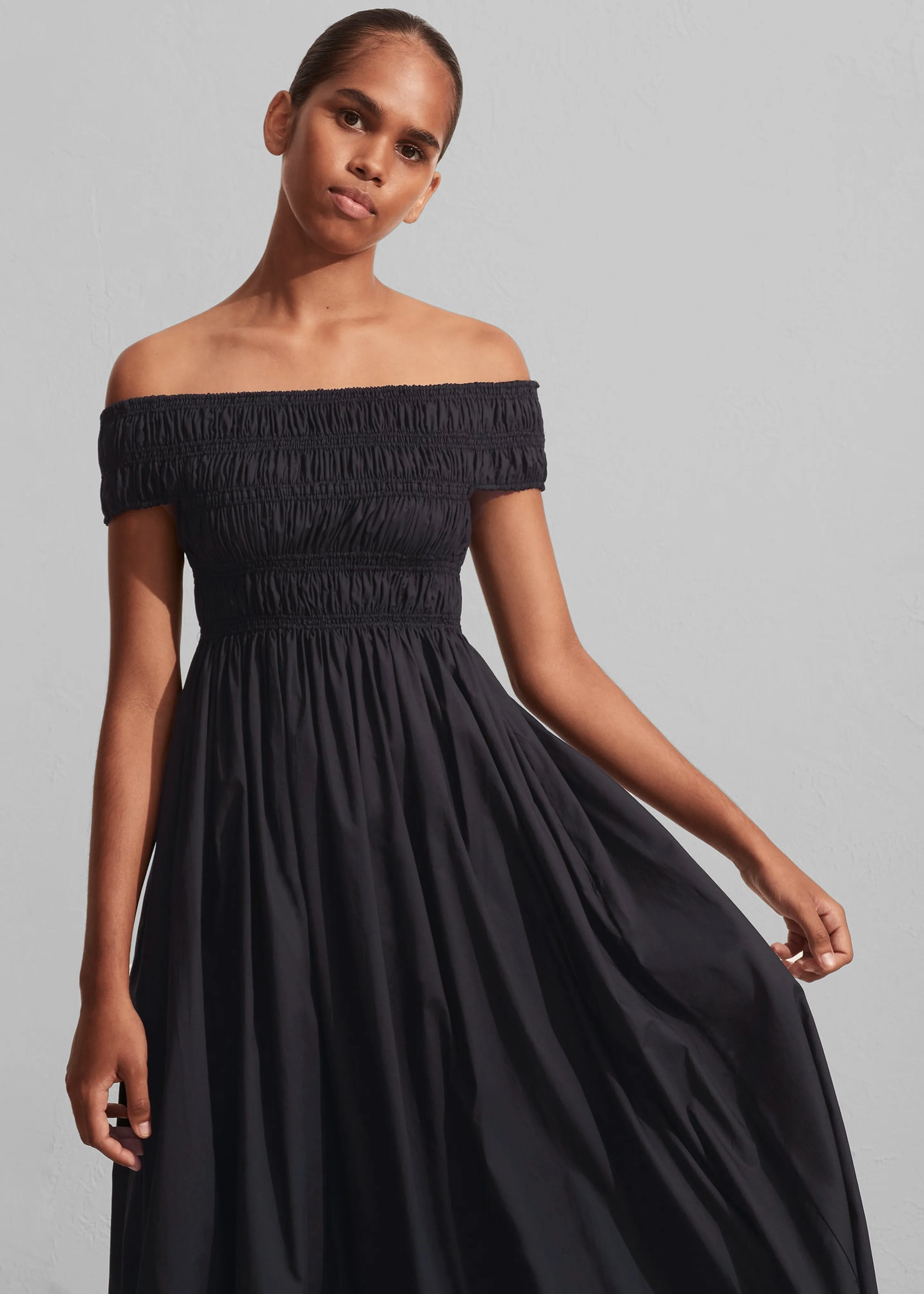 Matteau Shirred Off The Shoulder Dress - Black sold by Frankie Shop product image thumbnail 5