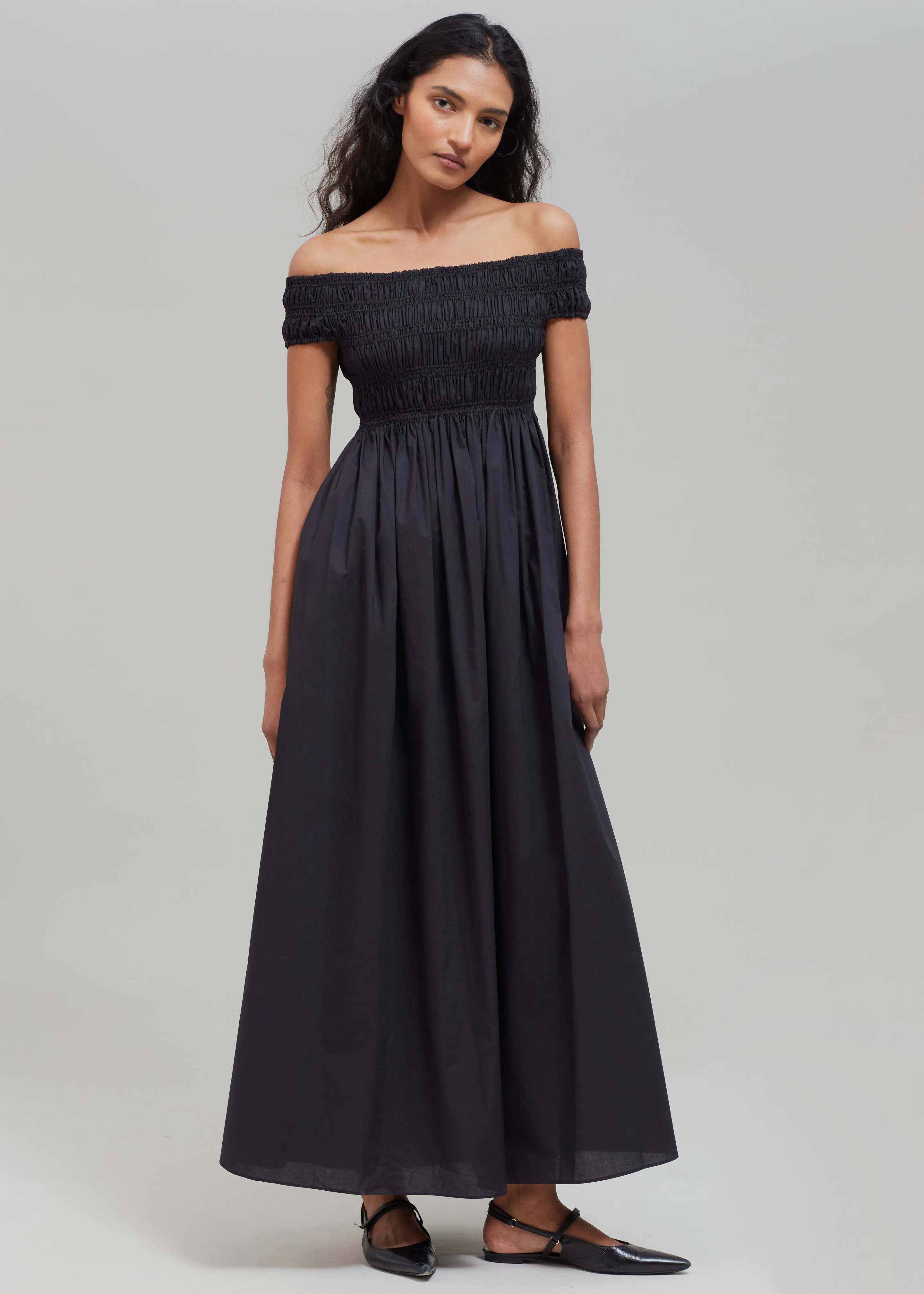 Matteau Shirred Off The Shoulder Dress - Black sold by Frankie Shop product image thumbnail 3