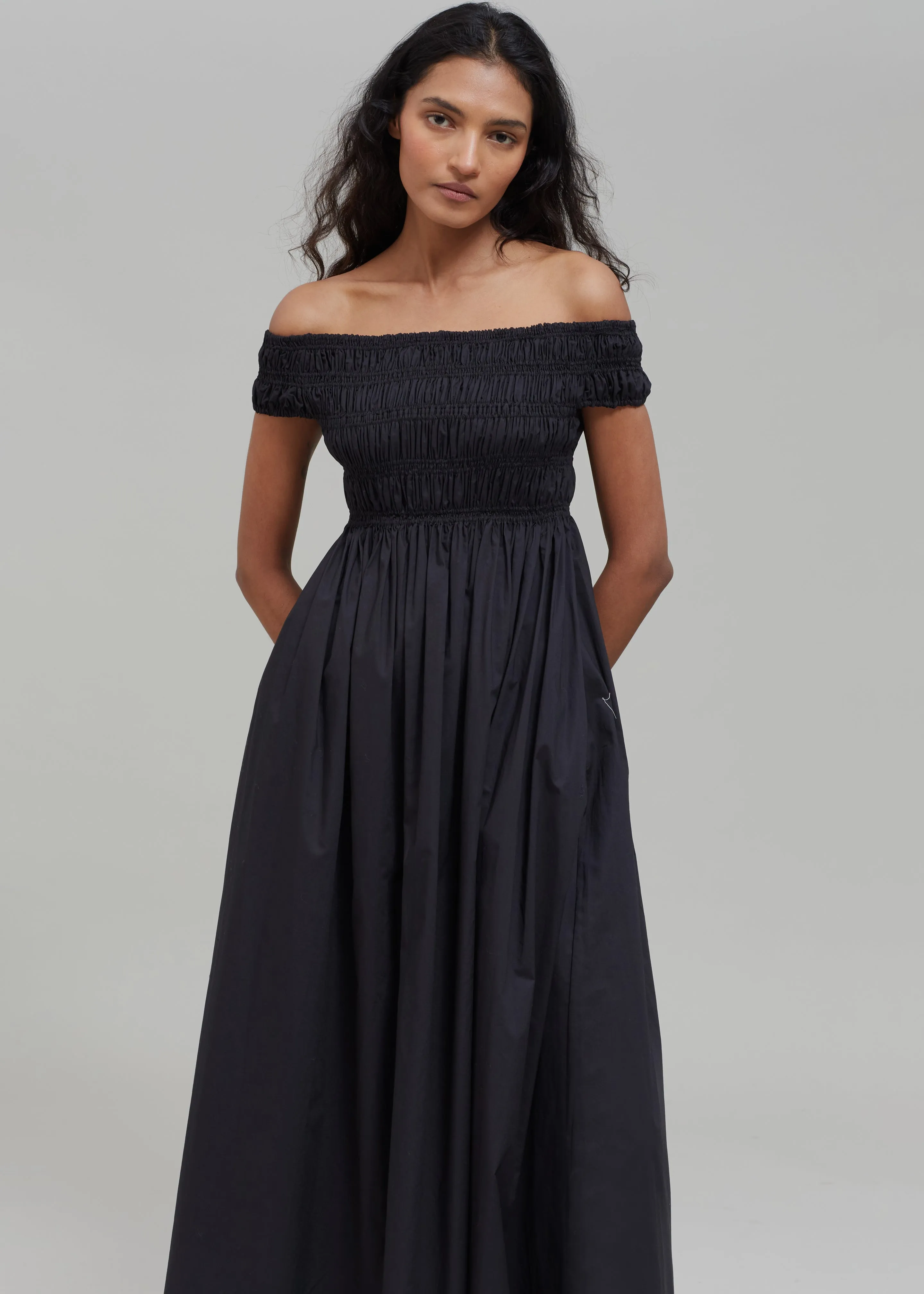Matteau Shirred Off The Shoulder Dress - Black sold by Frankie Shop product image thumbnail 2