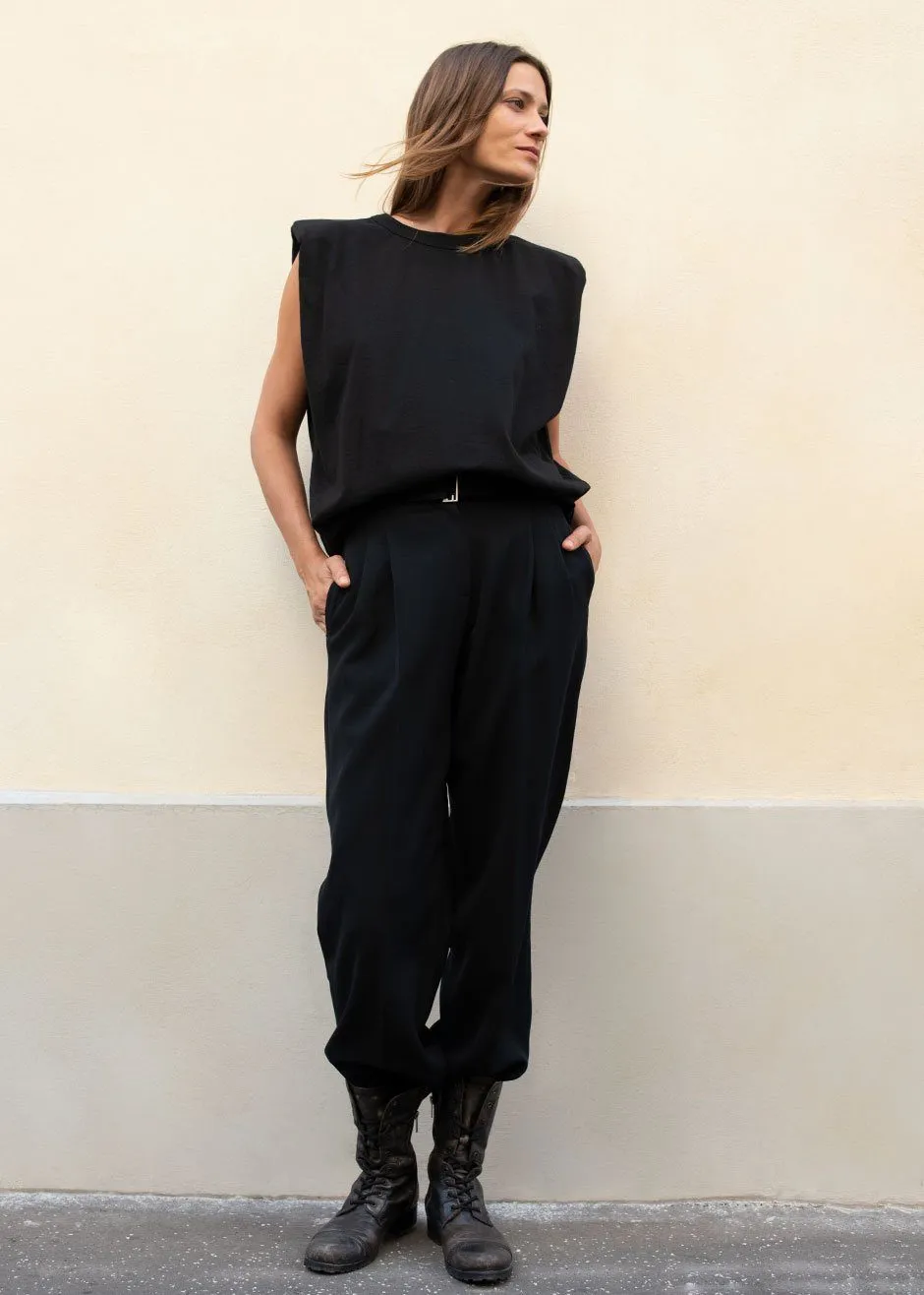 Eva Padded Shoulder Muscle T-Shirt - Black sold by Frankie Shop product image thumbnail 2