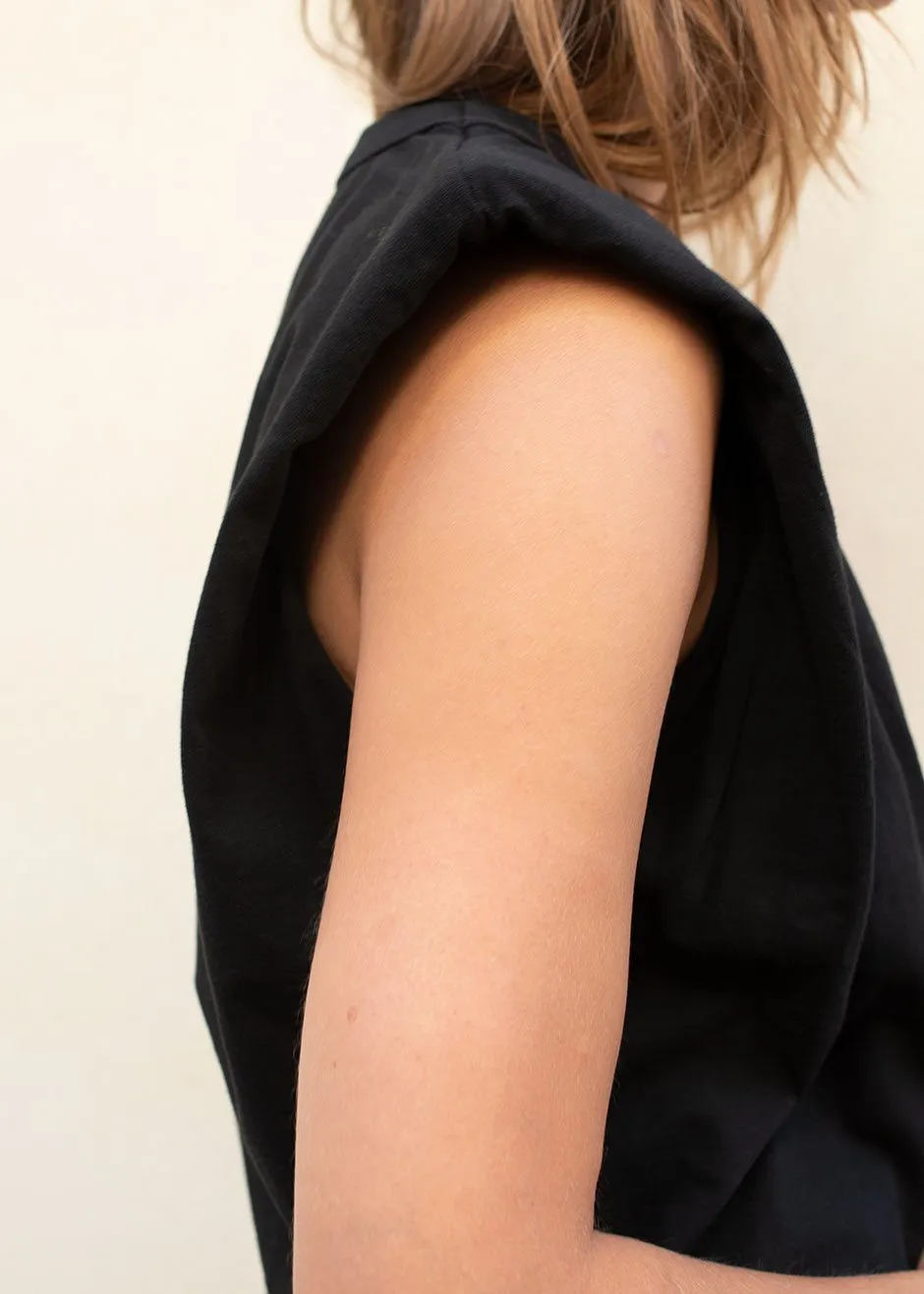 Eva Padded Shoulder Muscle T-Shirt - Black sold by Frankie Shop product image thumbnail 4