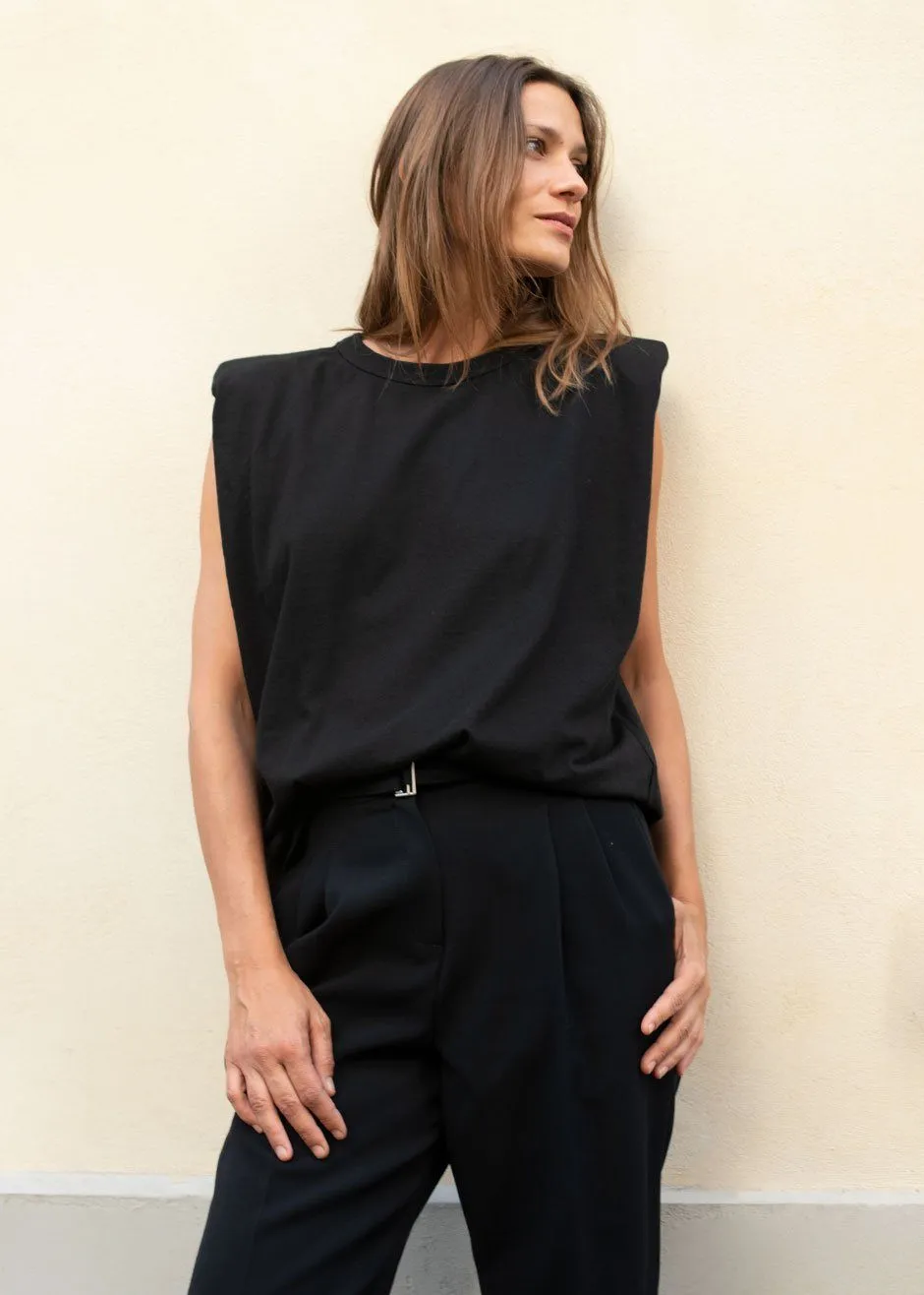 Eva Padded Shoulder Muscle T-Shirt - Black sold by Frankie Shop product image thumbnail 3