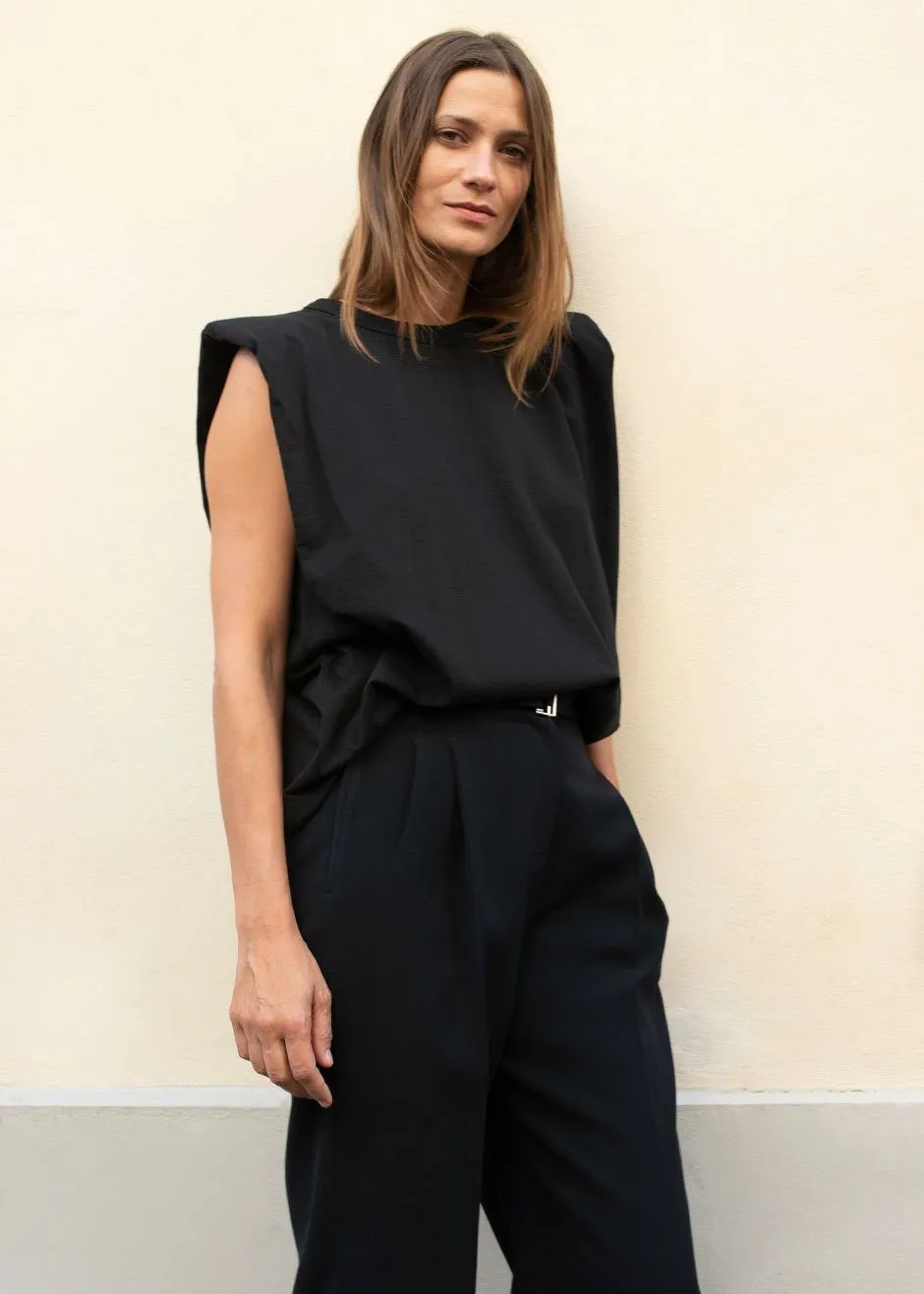 Eva Padded Shoulder Muscle T-Shirt - Black sold by Frankie Shop product image thumbnail 5
