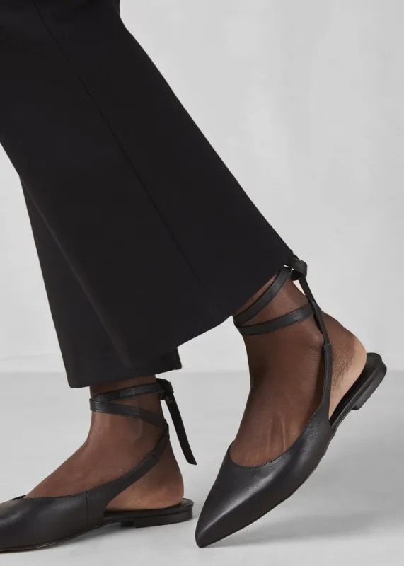Alohas Ribbon Black Leather Ballet Flats - Black sold by Frankie Shop