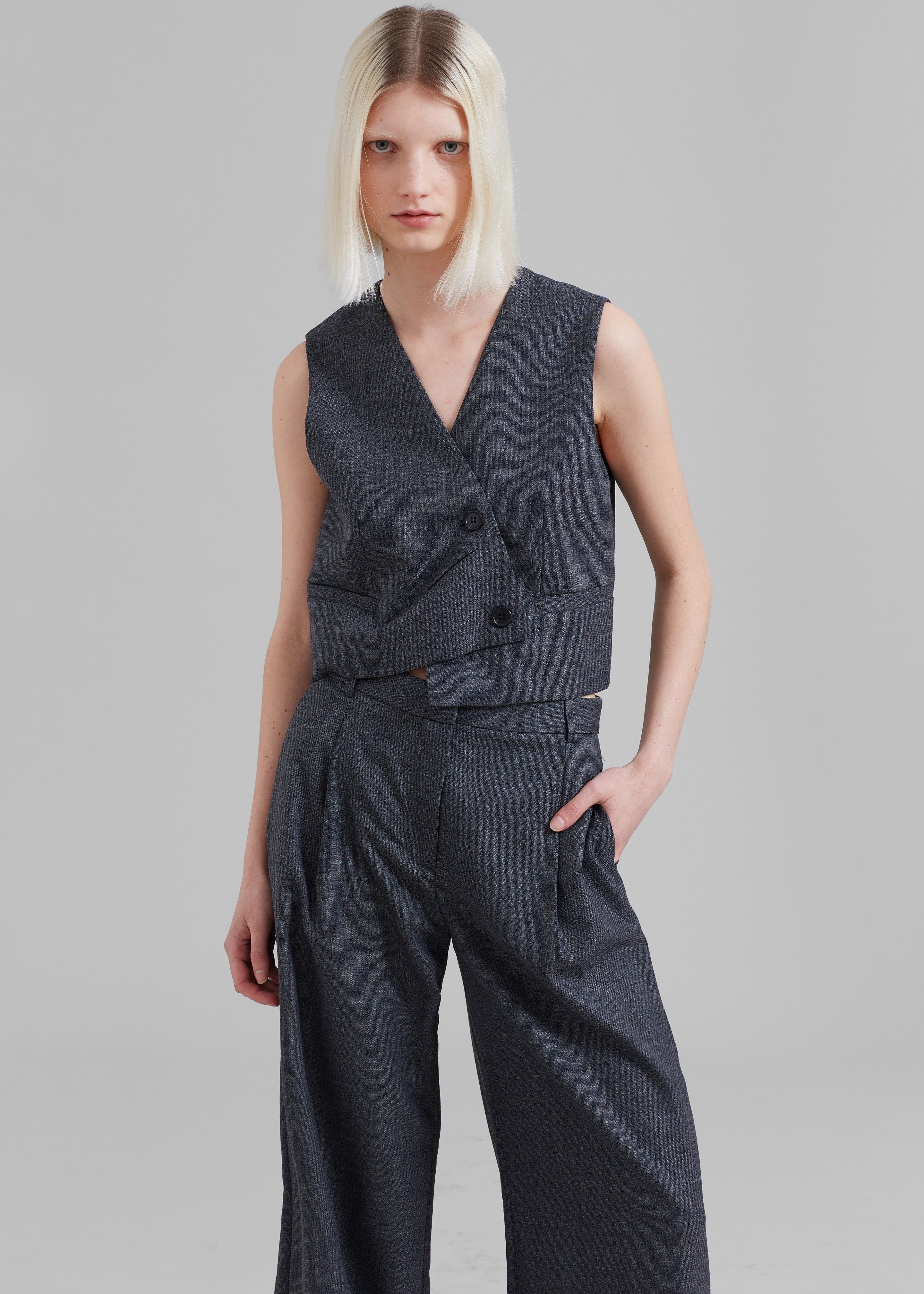 The Garment Windsor Vest - Grey Melange sold by Frankie Shop