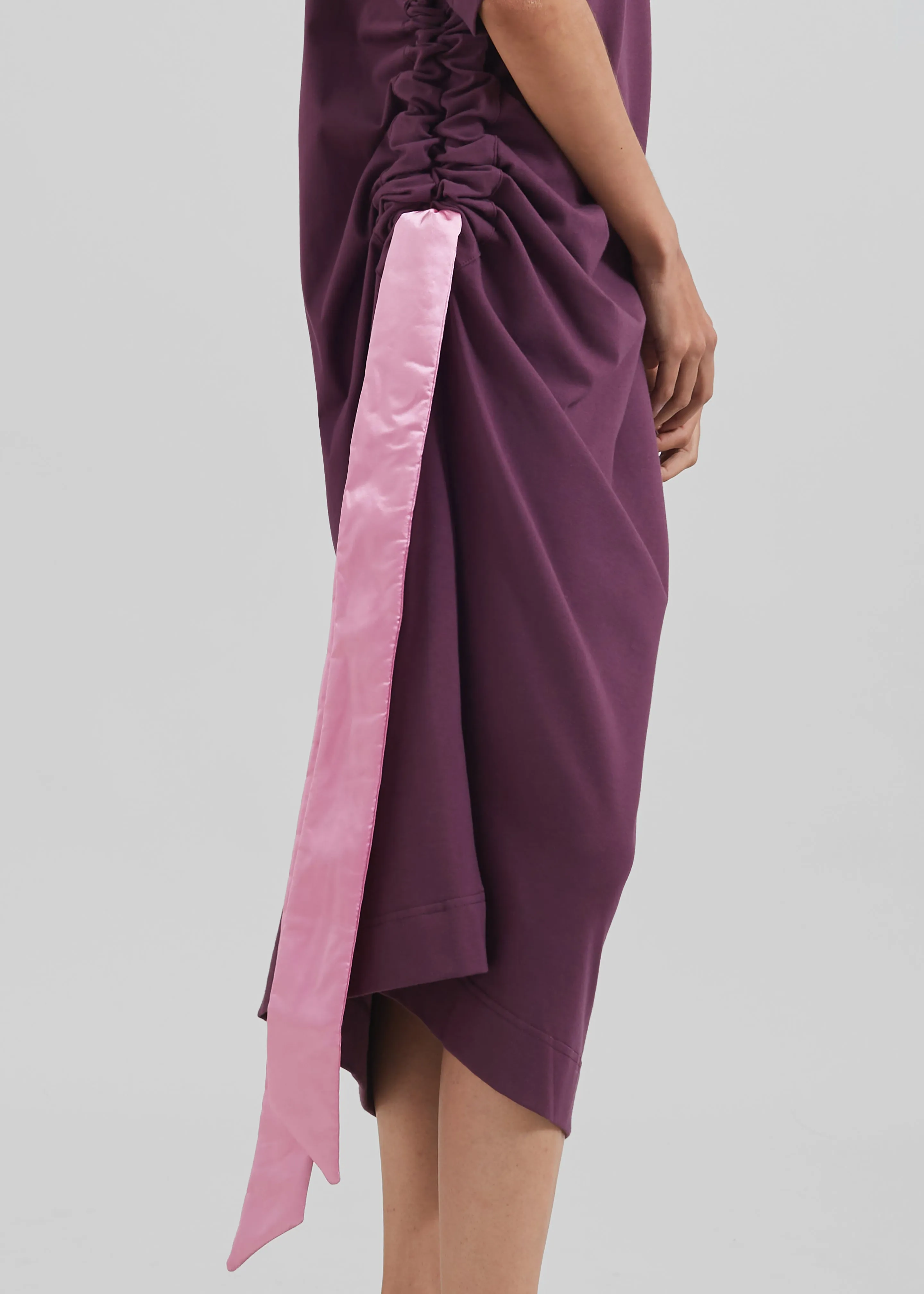 JW Anderson Satin Tie T-Shirt Dress - Plum sold by Frankie Shop product image thumbnail 5