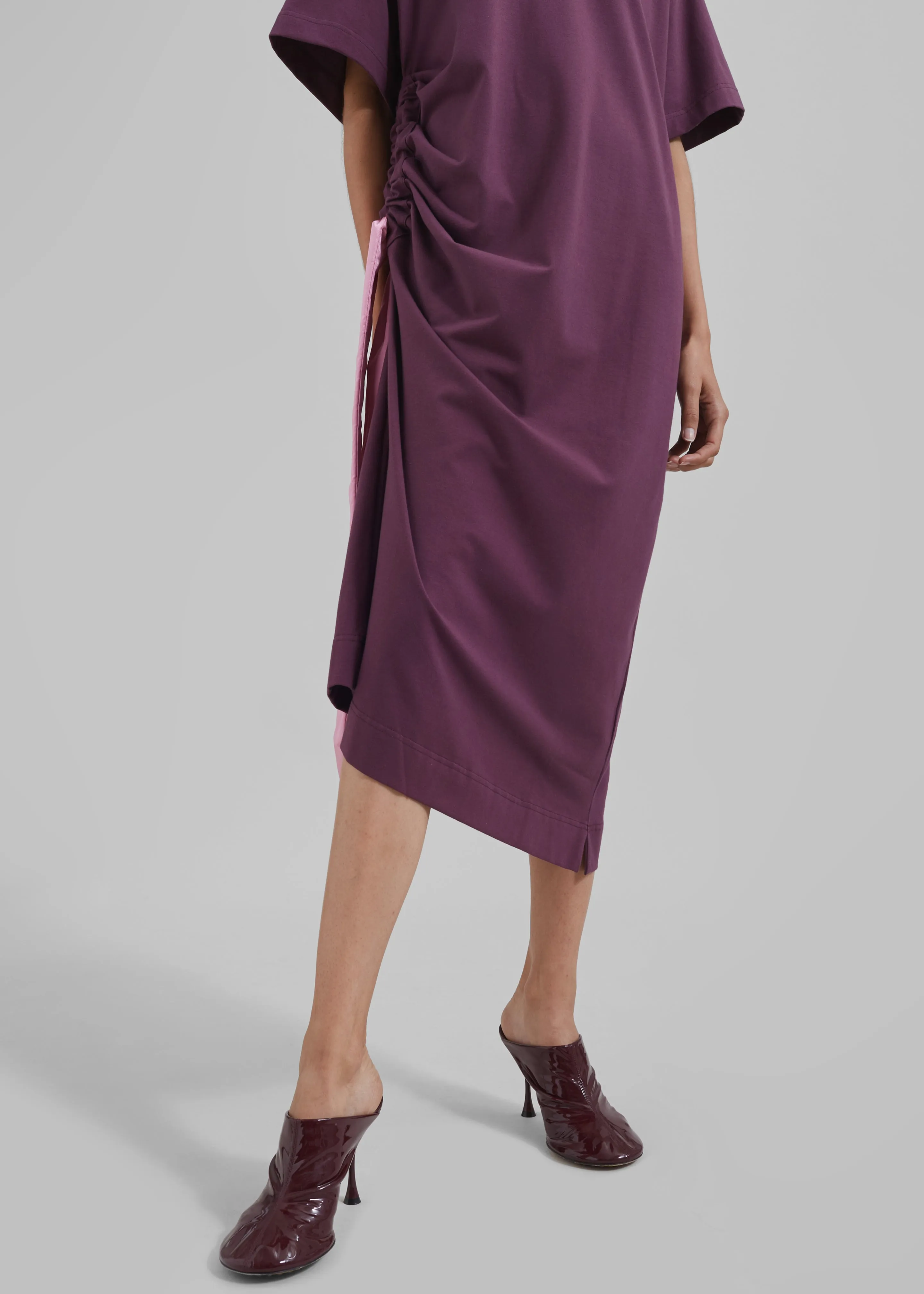 JW Anderson Satin Tie T-Shirt Dress - Plum sold by Frankie Shop product image thumbnail 3