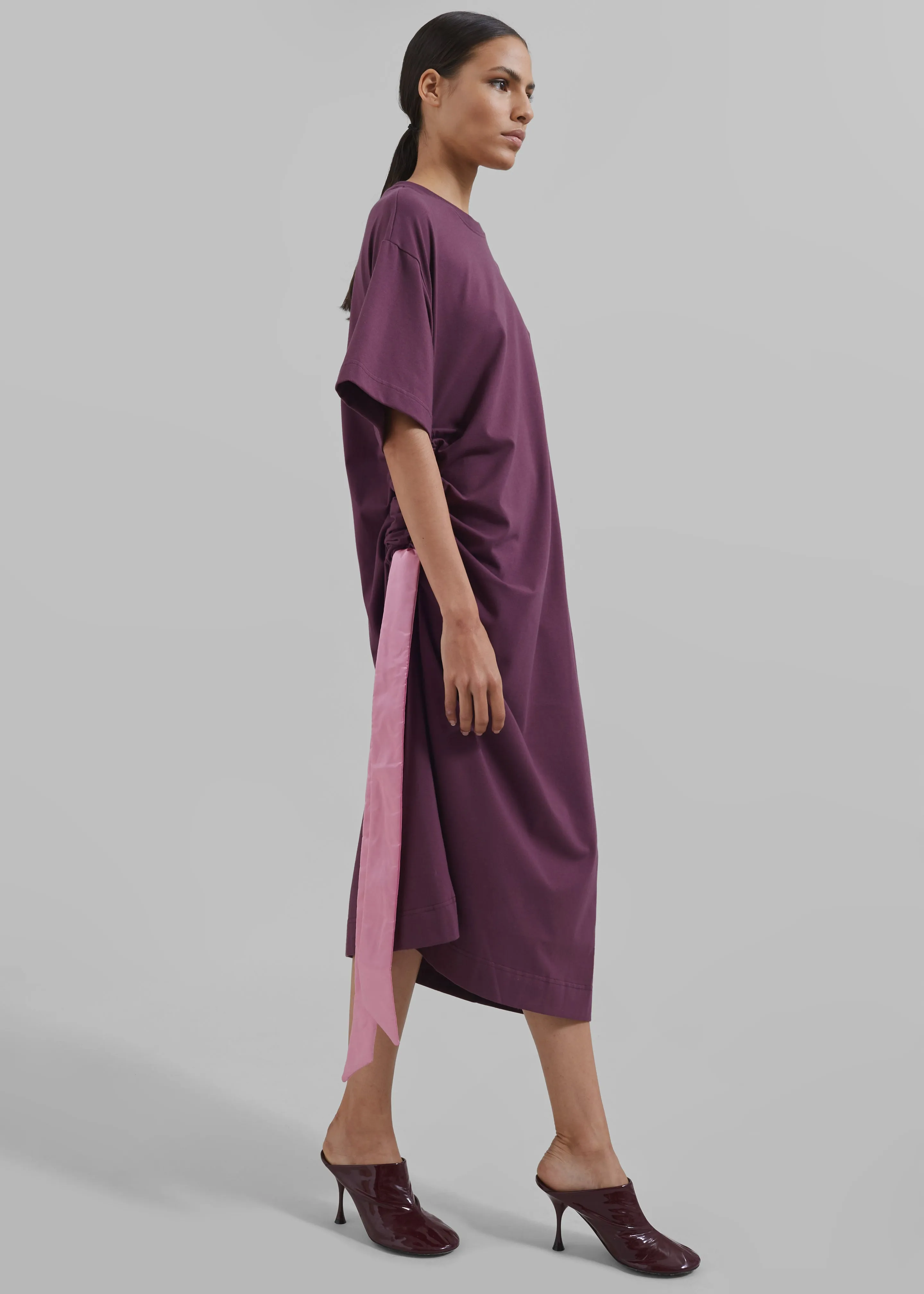 JW Anderson Satin Tie T-Shirt Dress - Plum sold by Frankie Shop product image thumbnail 2