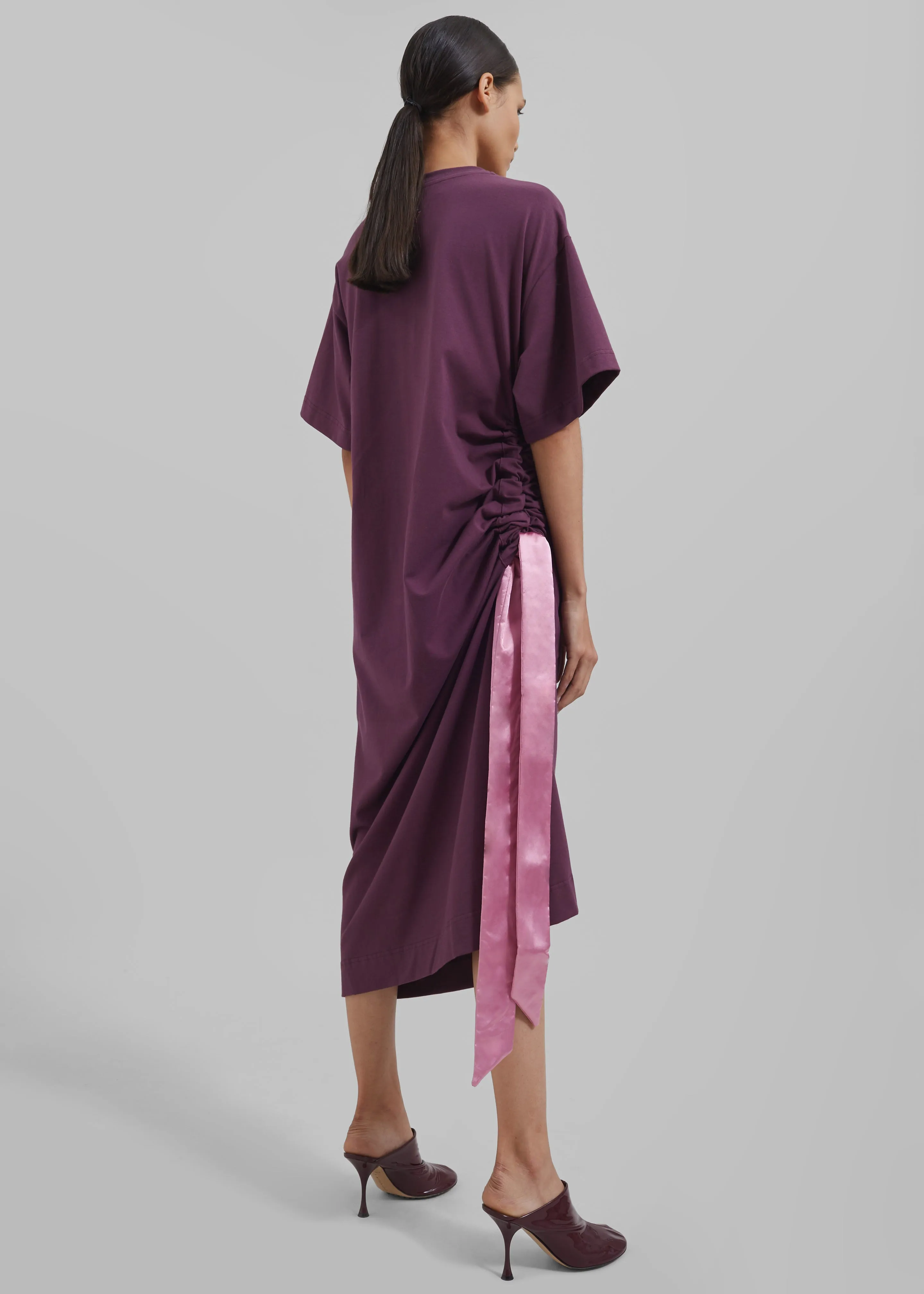 JW Anderson Satin Tie T-Shirt Dress - Plum sold by Frankie Shop product image thumbnail 4