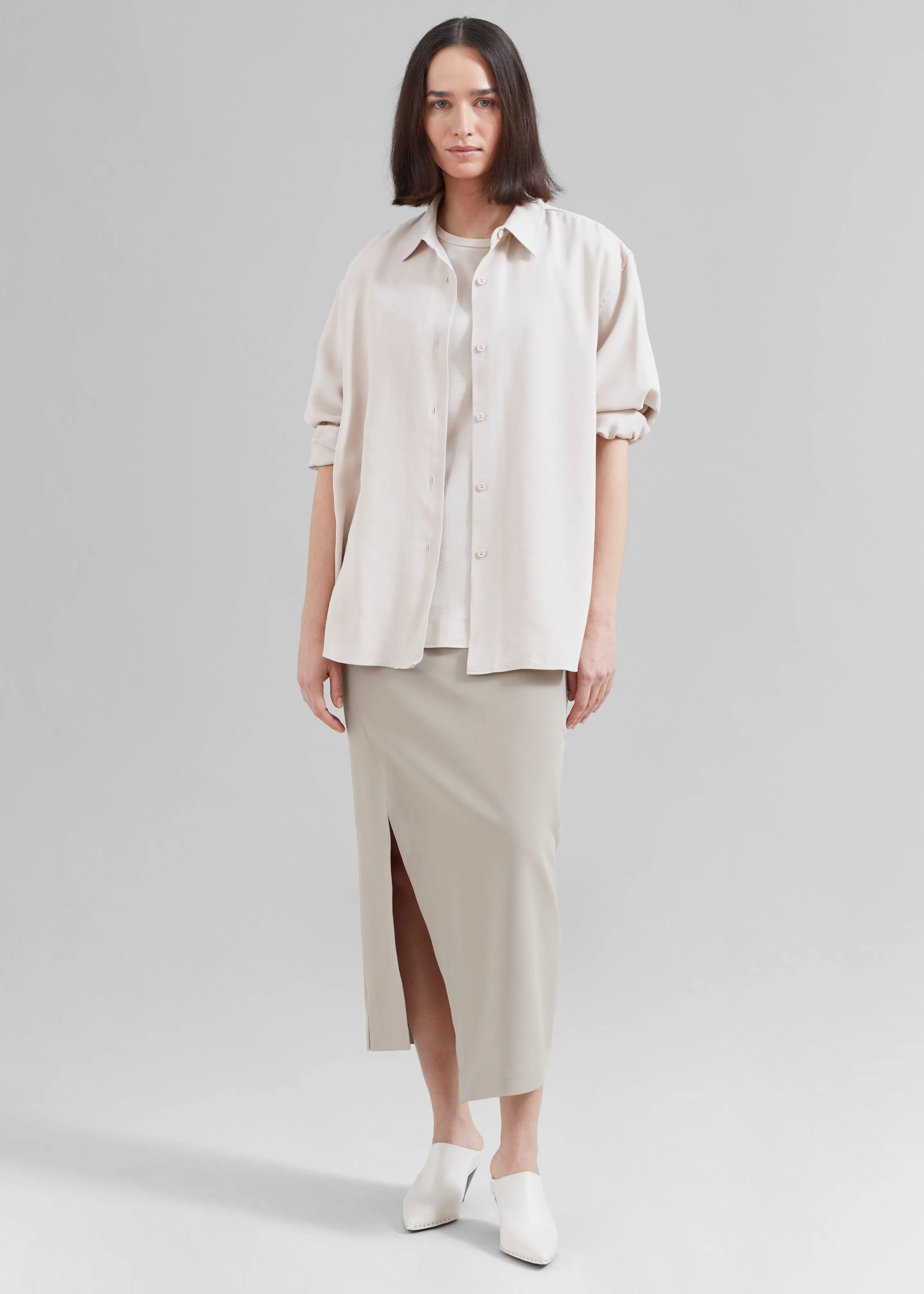 Joy Side Slit Midi Skirt - Beige sold by Frankie Shop product image thumbnail 4