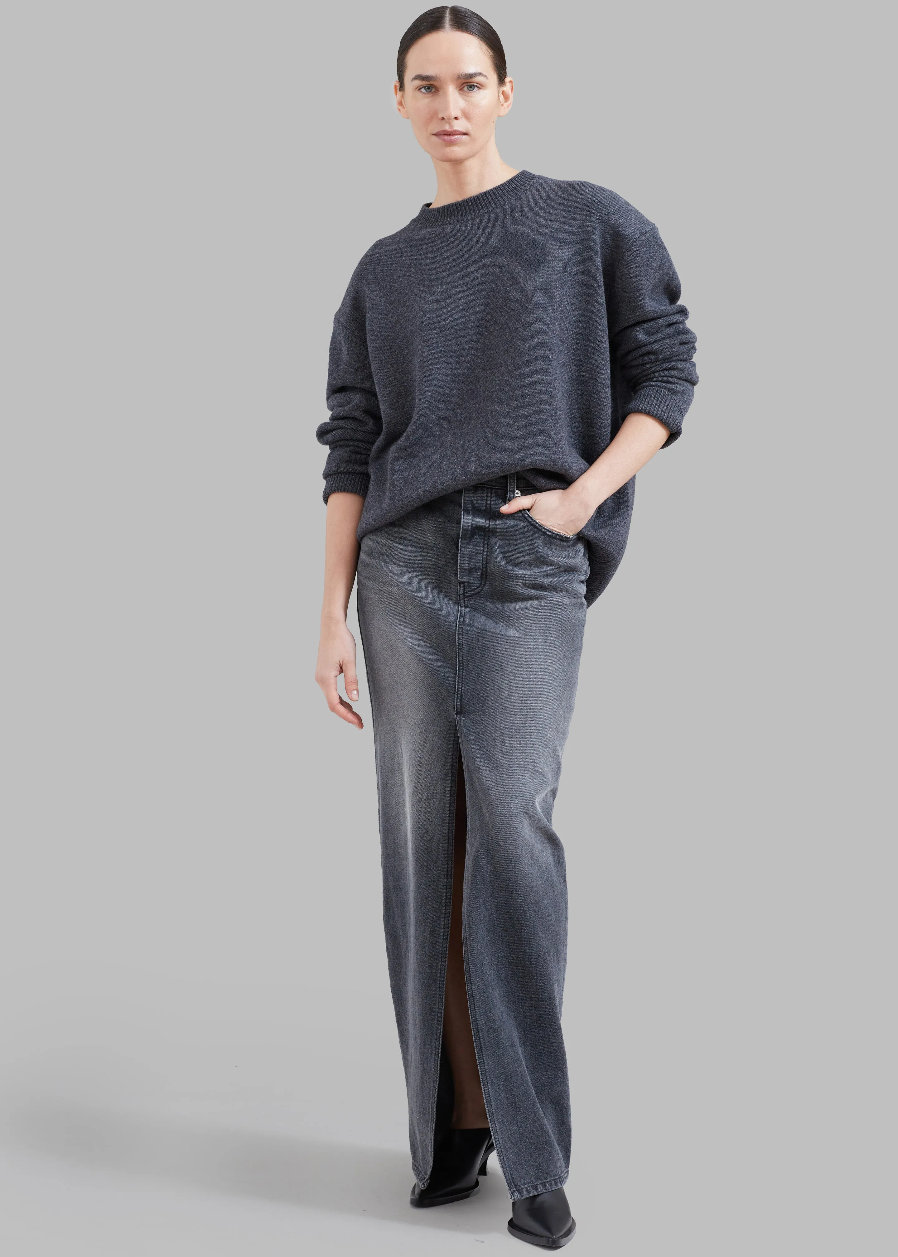 Texas Denim Pencil Skirt - Dark Grey sold by Frankie Shop