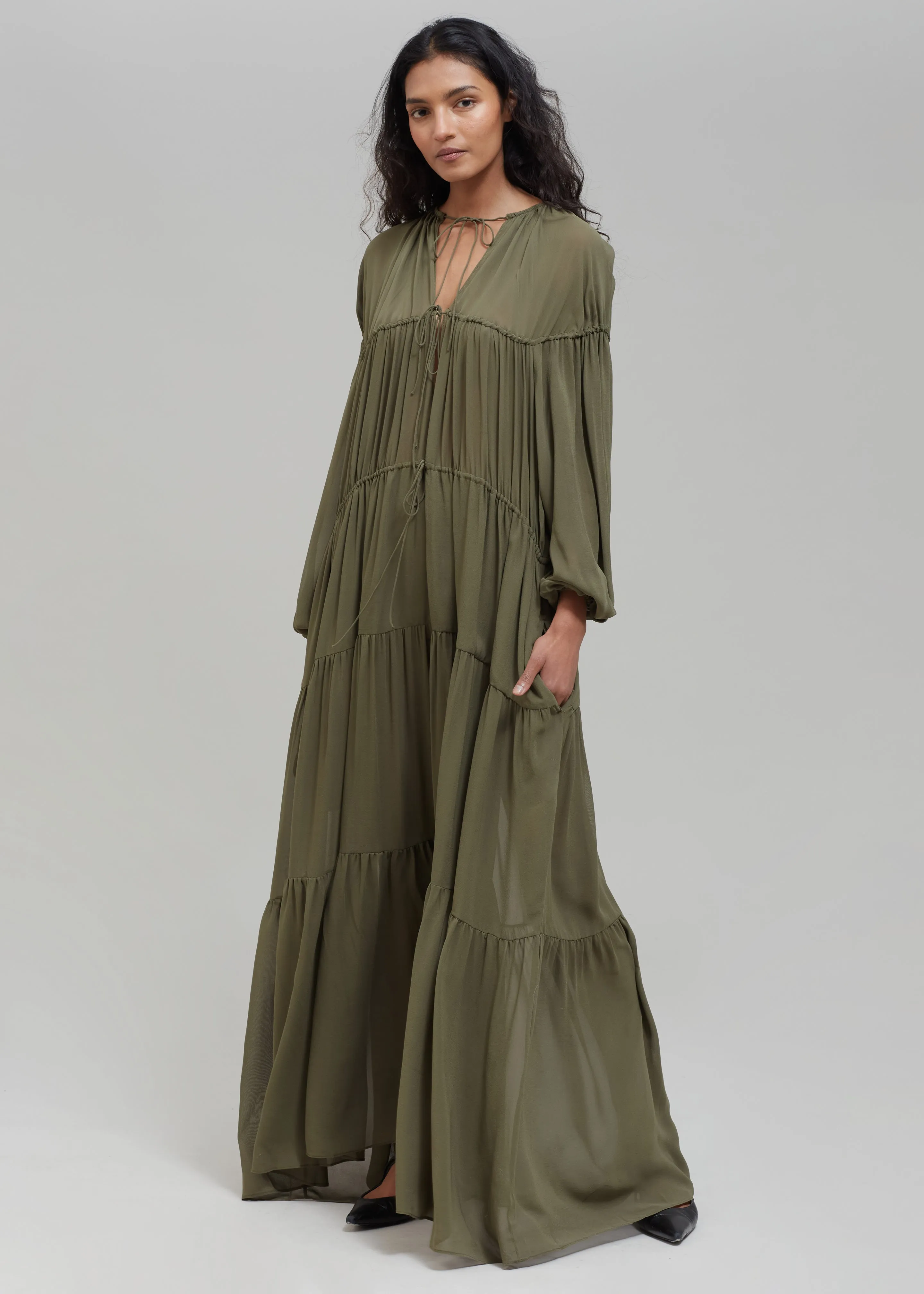 Matteau Voluminous Tiered Tie Dress - Cypress sold by Frankie Shop product image thumbnail 3