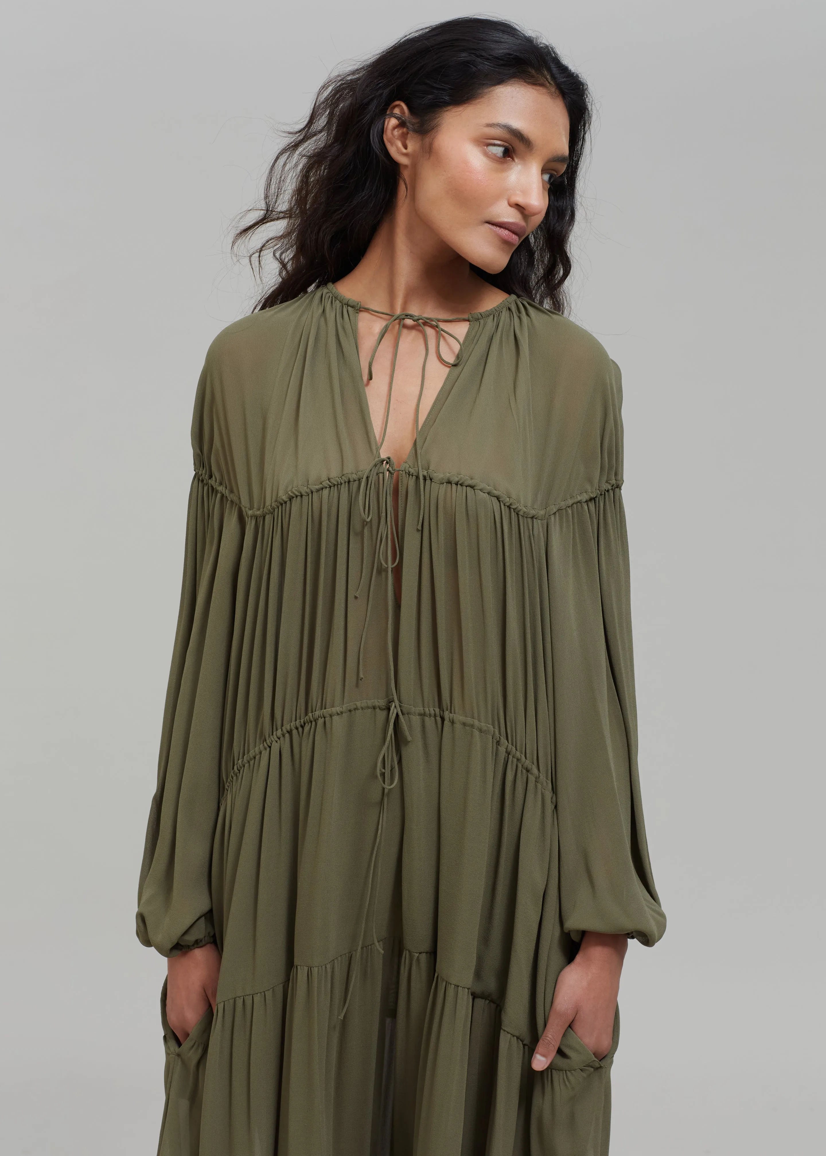 Matteau Voluminous Tiered Tie Dress - Cypress sold by Frankie Shop product image thumbnail 5