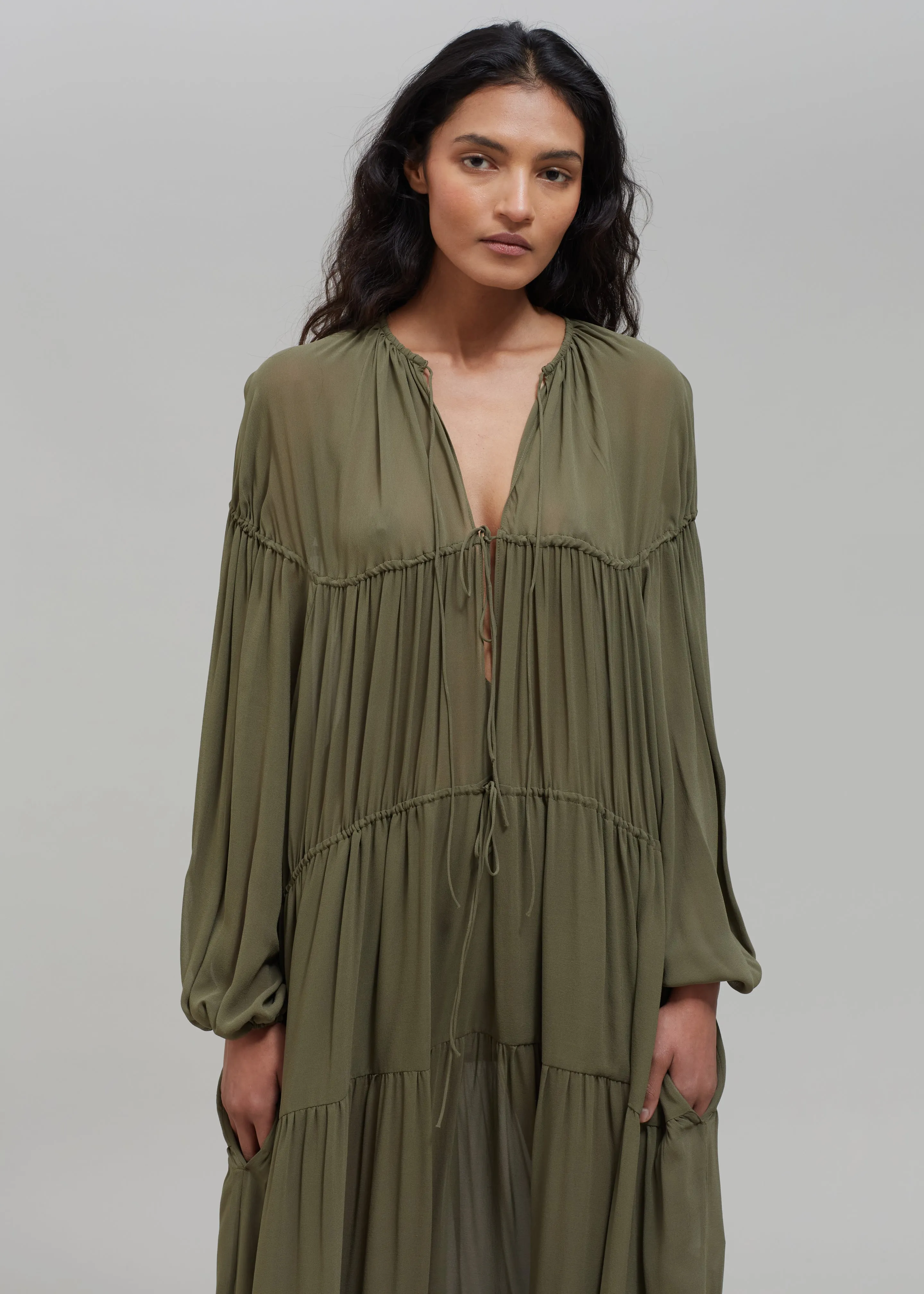 Matteau Voluminous Tiered Tie Dress - Cypress sold by Frankie Shop product image thumbnail 2