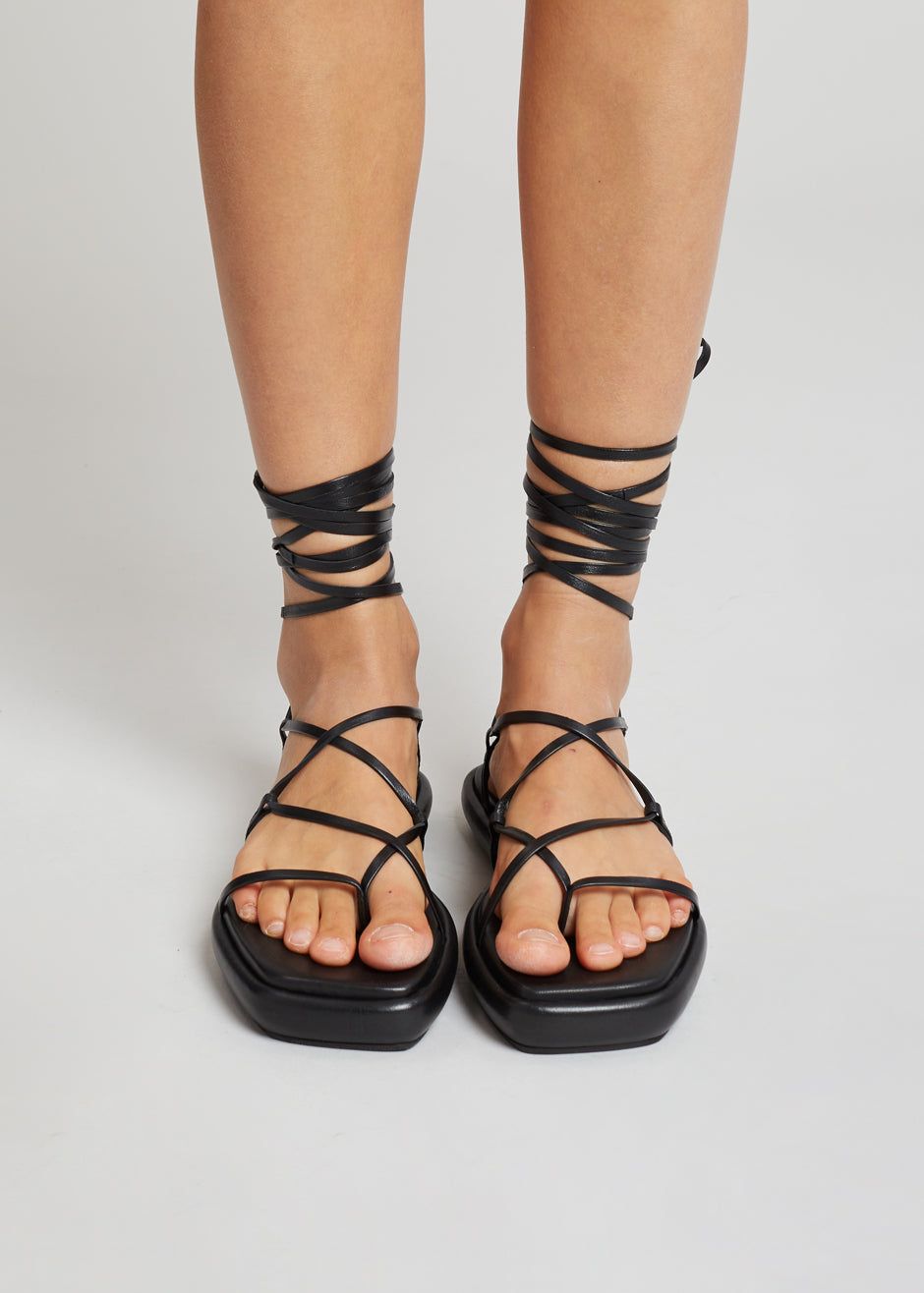 Ilio Smeraldo Géraldine Boublil Lace Up Flat Sandal - Black sold by Frankie Shop product image thumbnail 5