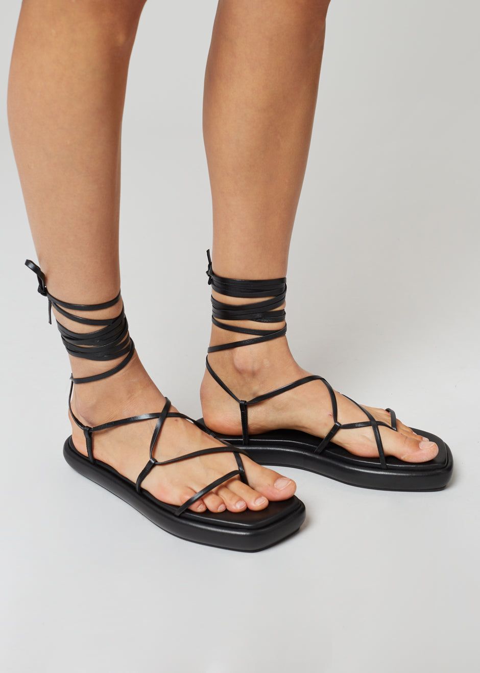 Ilio Smeraldo Géraldine Boublil Lace Up Flat Sandal - Black sold by Frankie Shop product image thumbnail 4