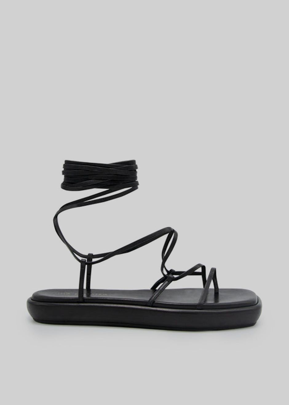 Ilio Smeraldo Géraldine Boublil Lace Up Flat Sandal - Black sold by Frankie Shop