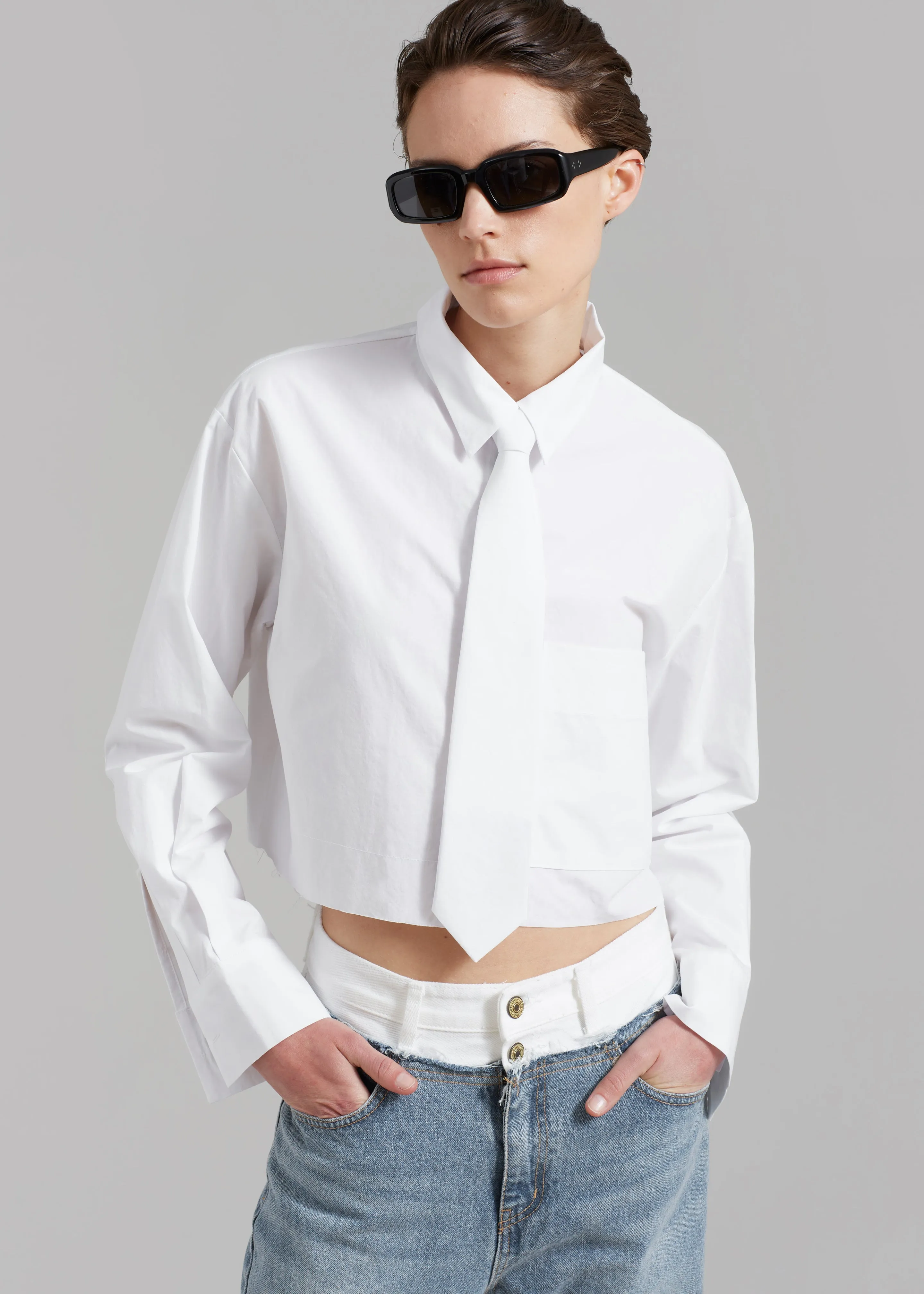 Annie Necktie Shirt - White sold by Frankie Shop product image thumbnail 4