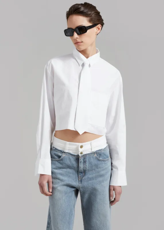 Annie Necktie Shirt - White sold by Frankie Shop