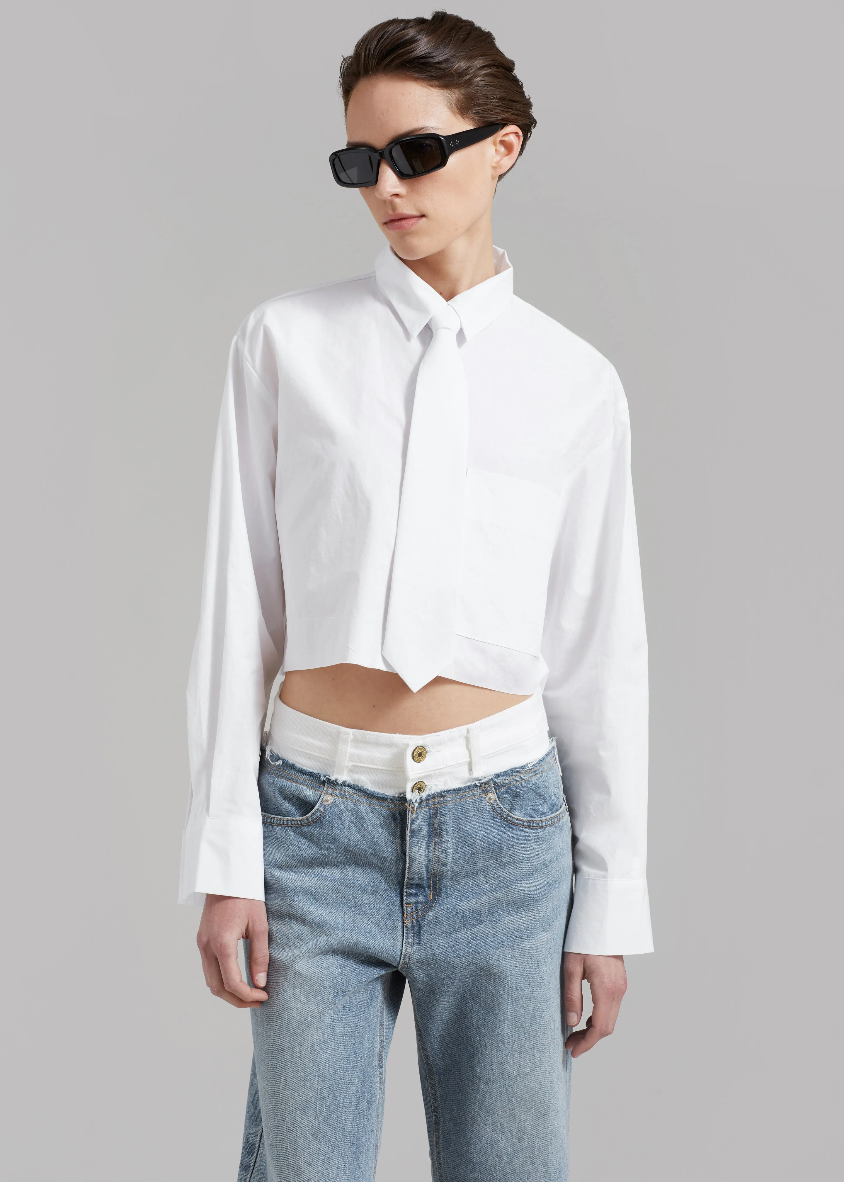 Annie Necktie Shirt - White sold by Frankie Shop