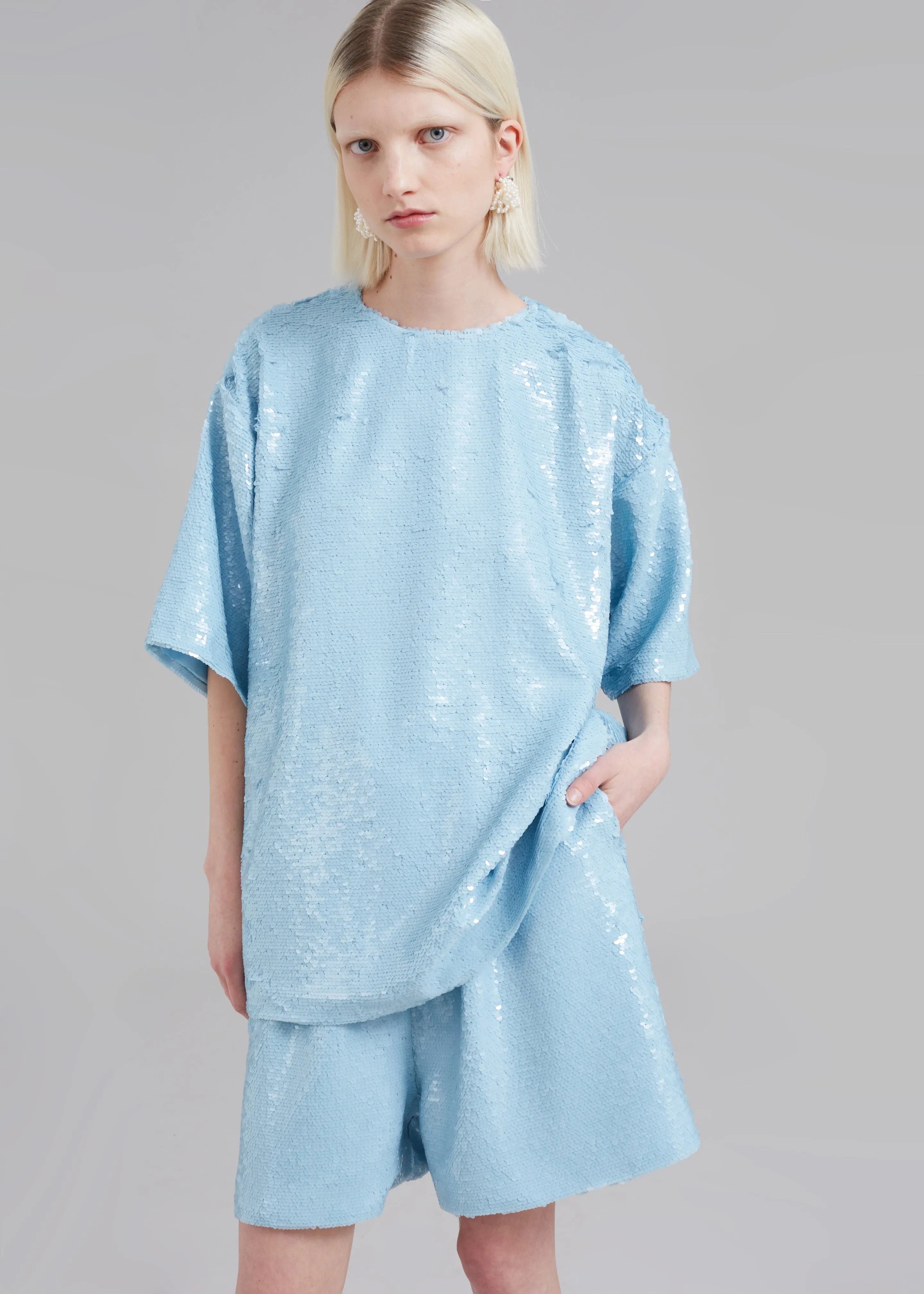 Jones Boxy Sequins Tee - Sky sold by Frankie Shop product image thumbnail 2