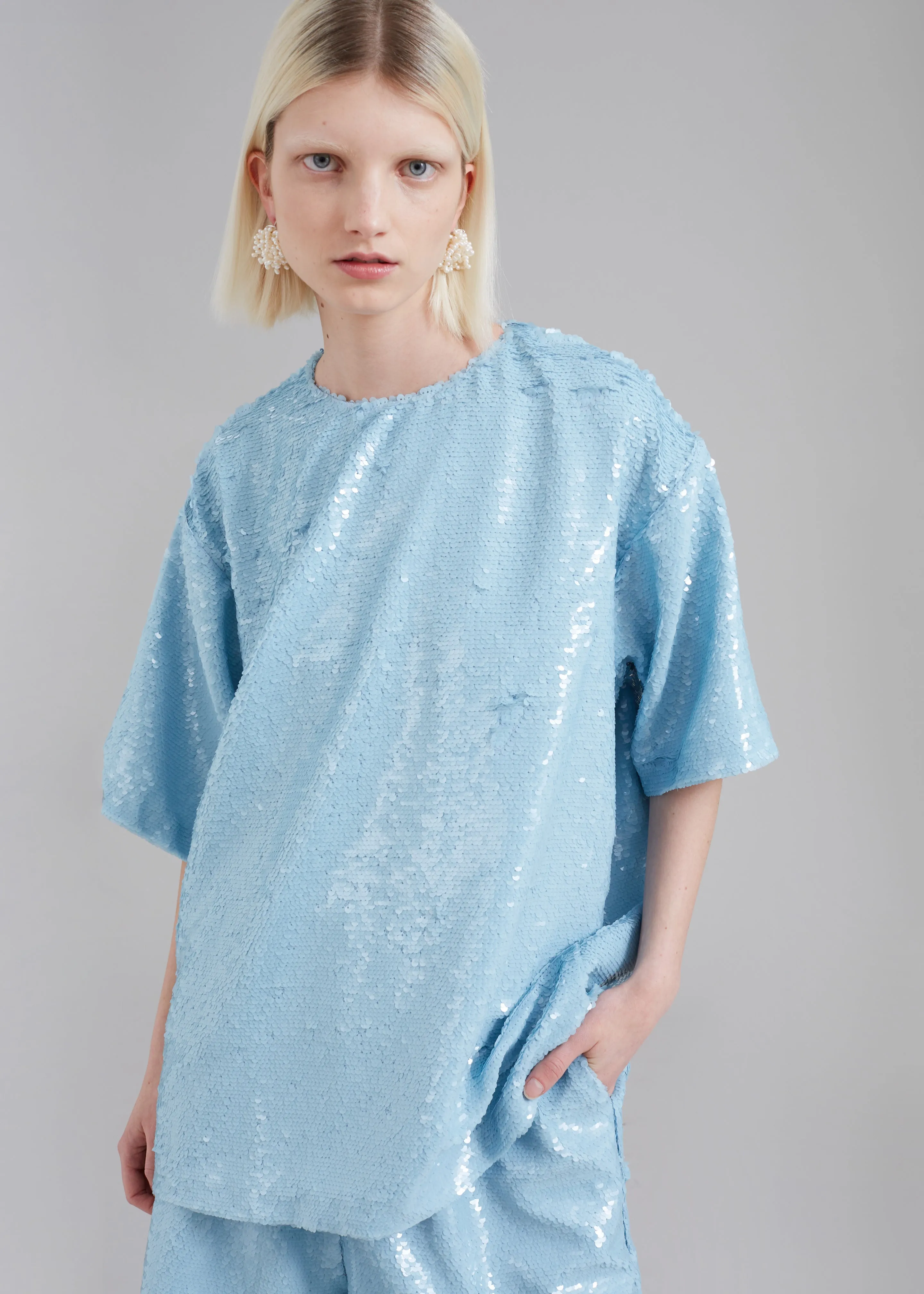 Jones Boxy Sequins Tee - Sky sold by Frankie Shop product image thumbnail 3