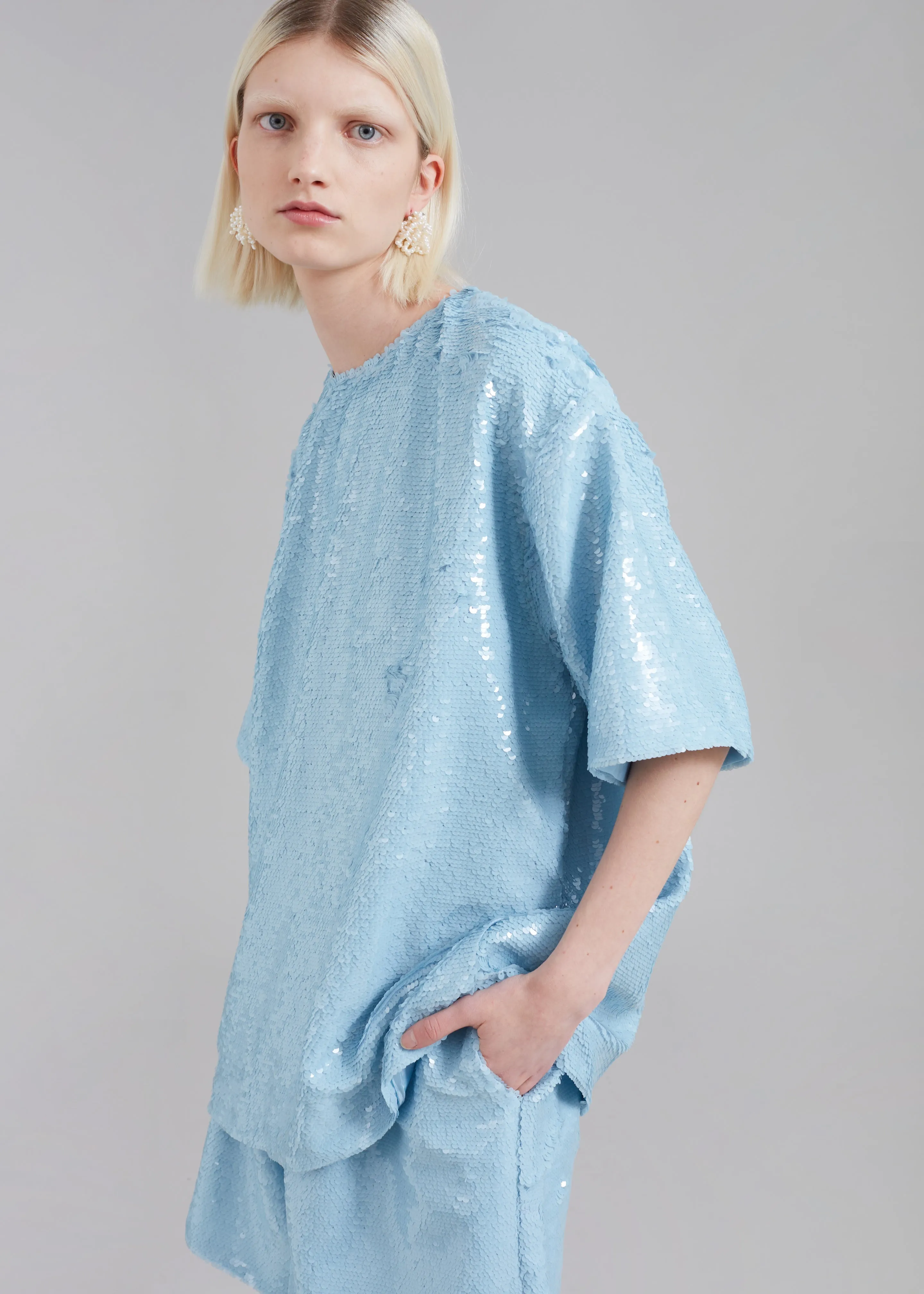 Jones Boxy Sequins Tee - Sky sold by Frankie Shop product image thumbnail 5