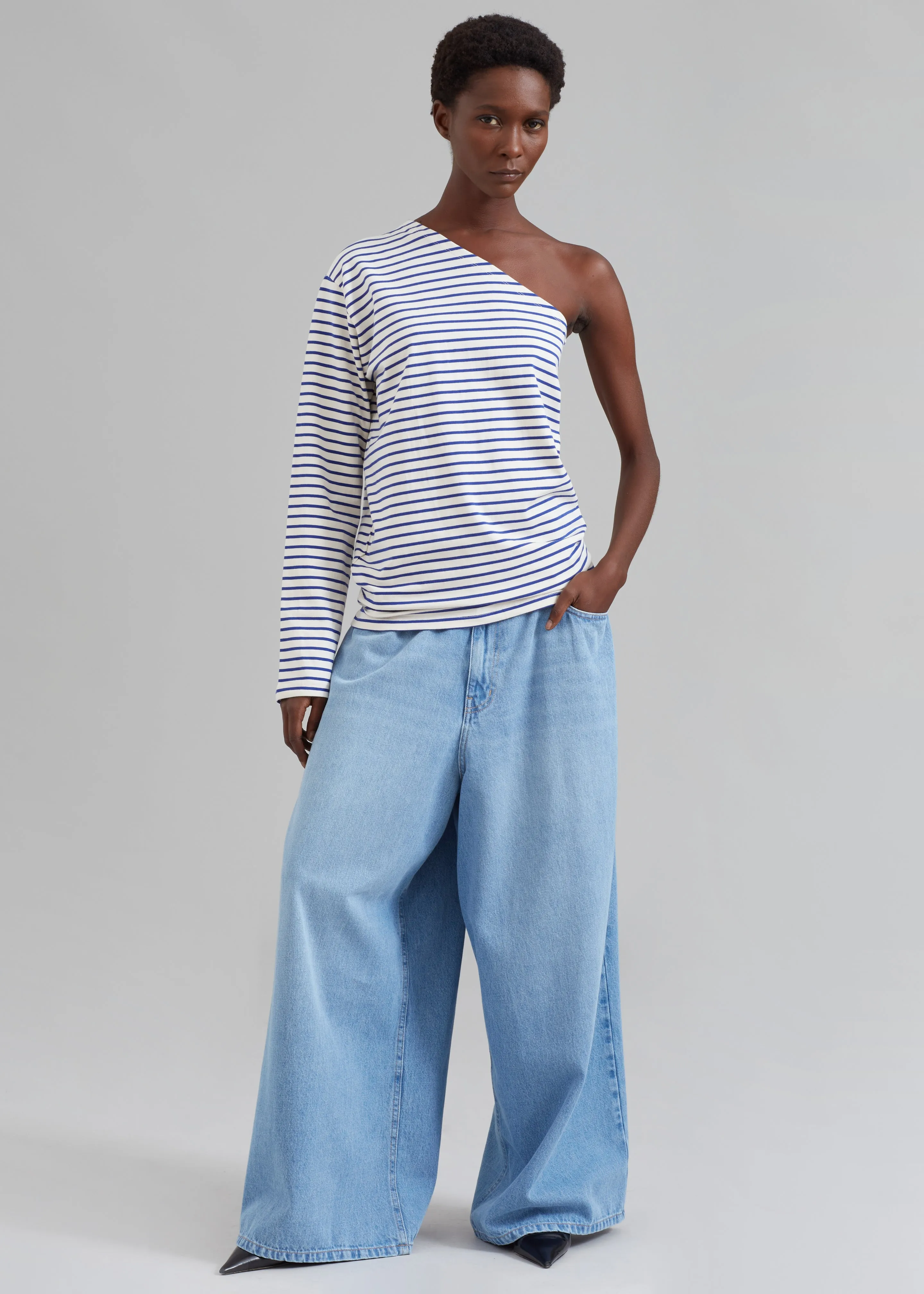 Jean One Shoulder Top - Blue Stripe sold by Frankie Shop product image thumbnail 3