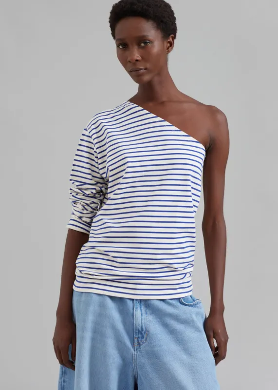 Jean One Shoulder Top - Blue Stripe sold by Frankie Shop