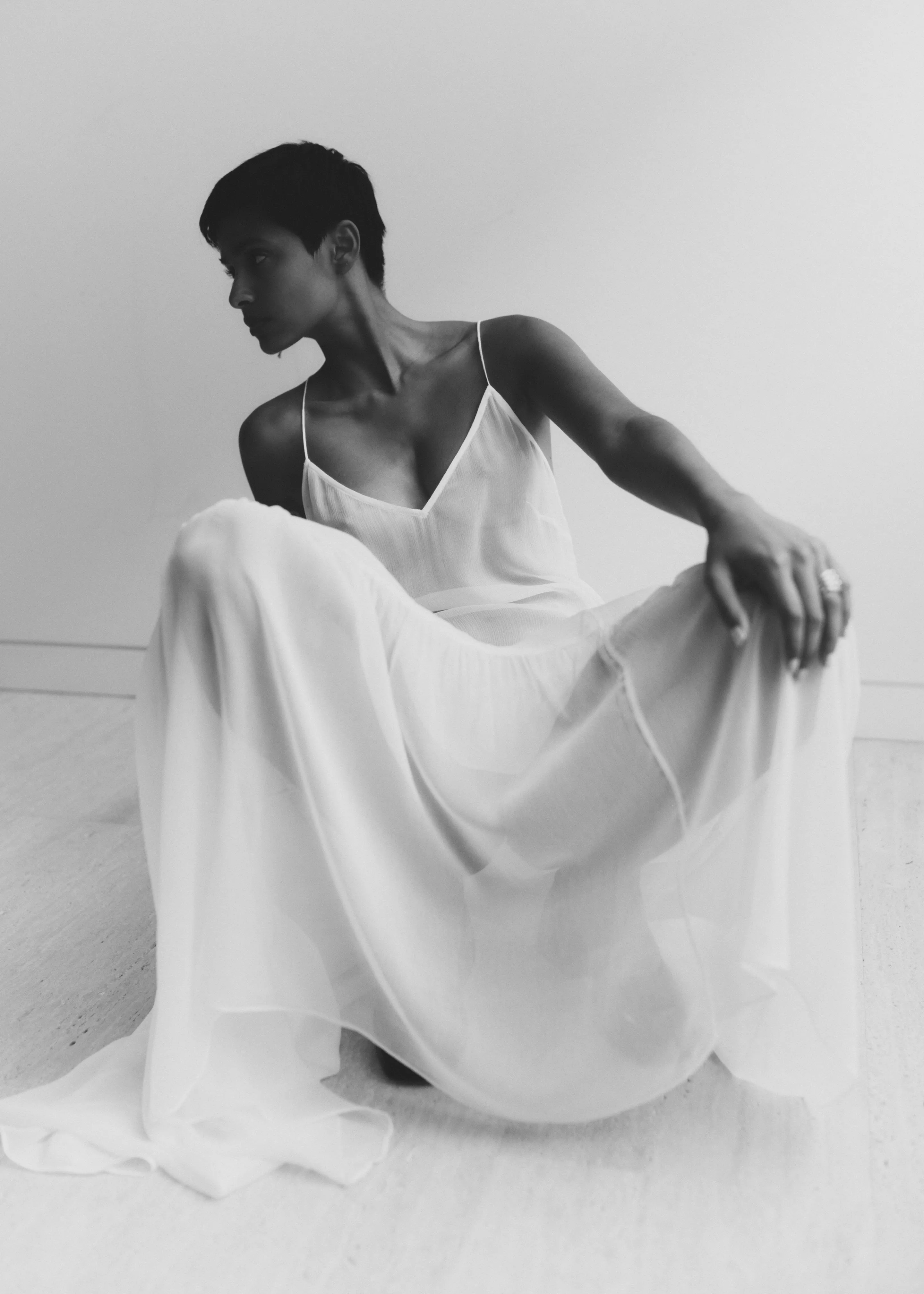 MATIN Silk Tiered Slip Dress - Natural sold by Frankie Shop product image thumbnail 2