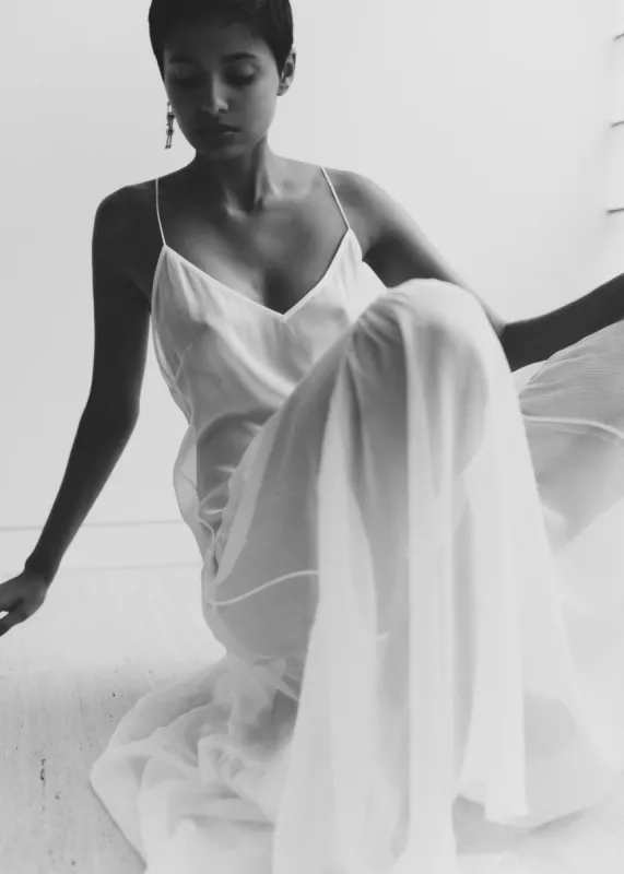 MATIN Silk Tiered Slip Dress - Natural sold by Frankie Shop