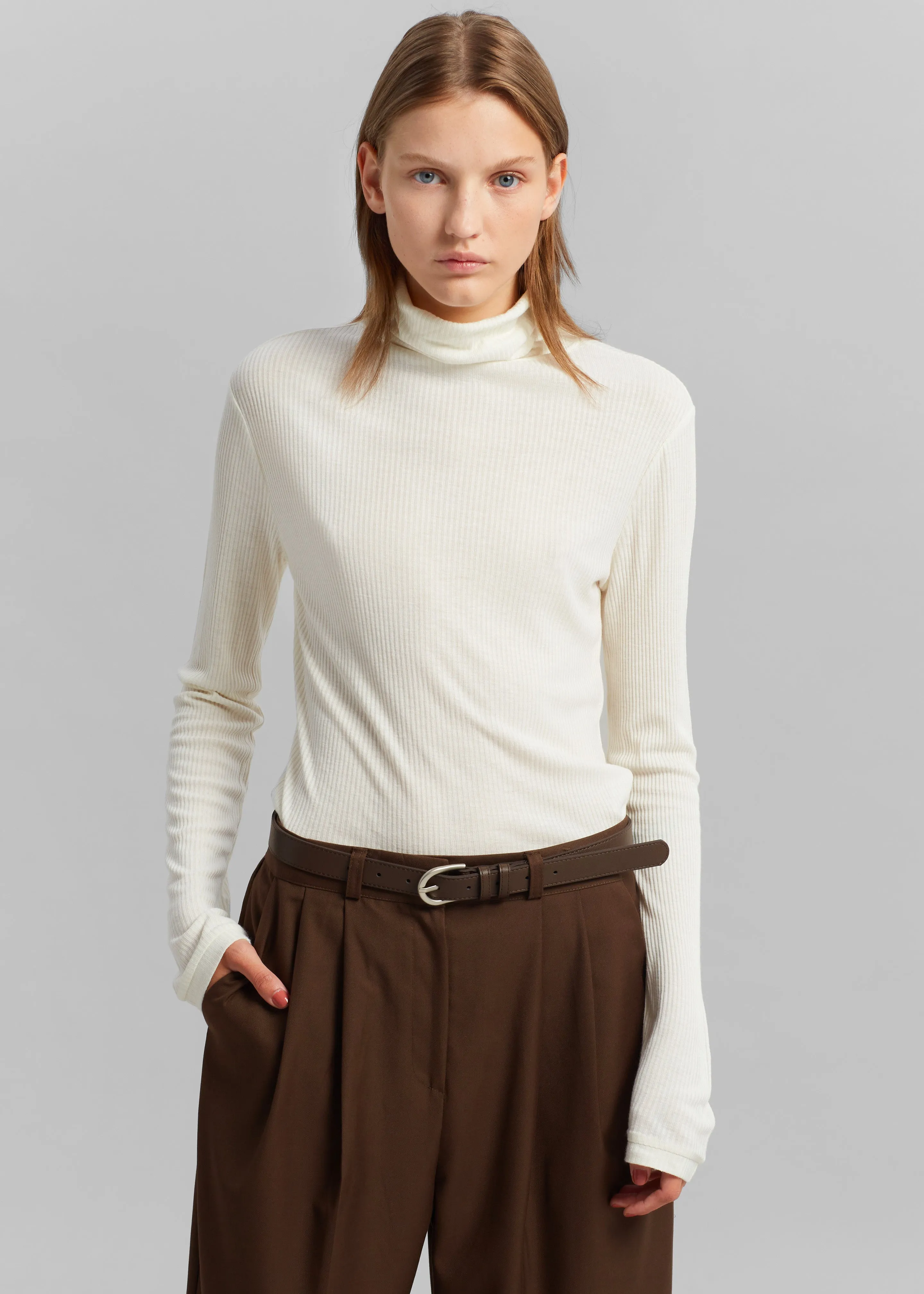 Loulou Studio Gallinara Knitted Turtleneck - Ivory sold by Frankie Shop product image thumbnail 3