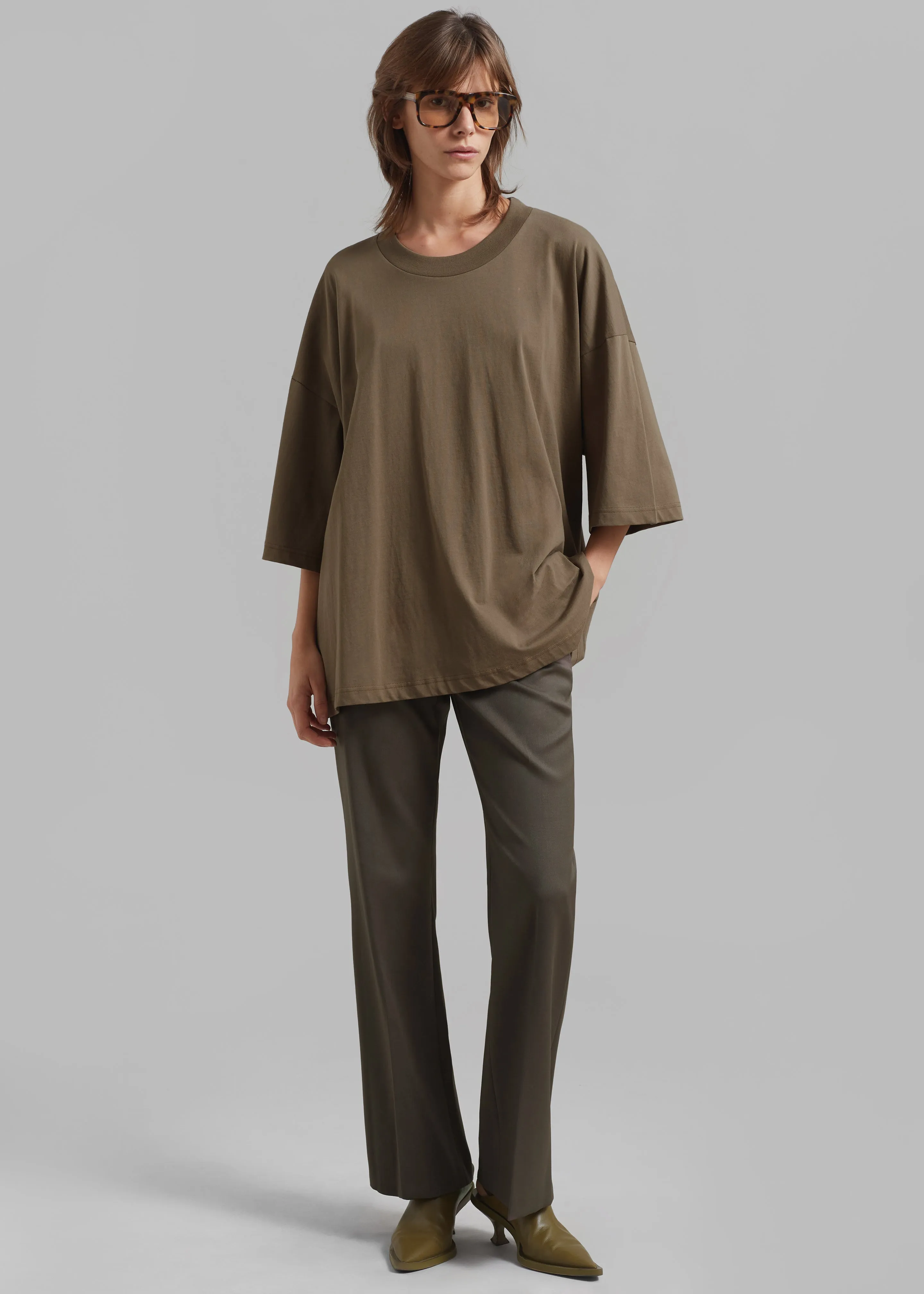 Harlow Oversized Tee - Olive sold by Frankie Shop