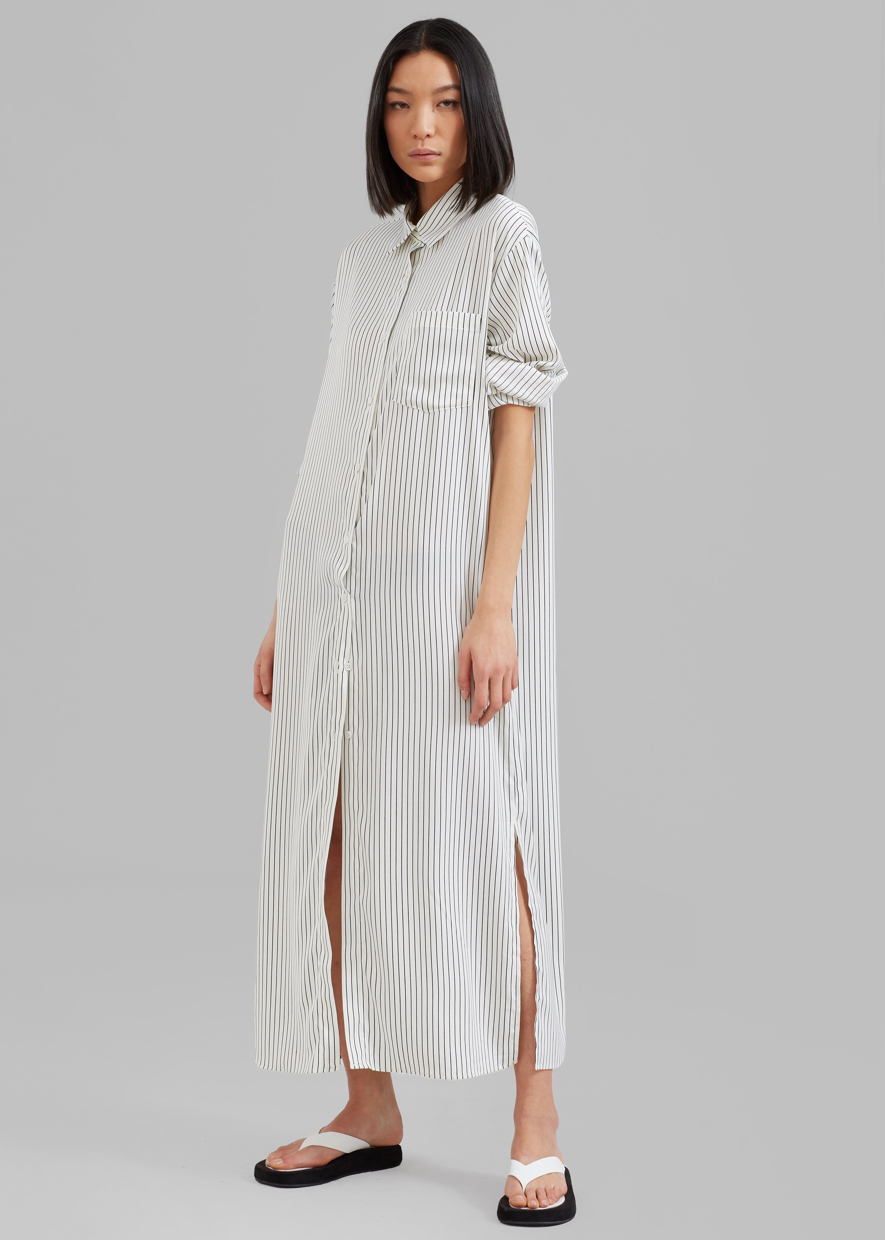 Cala Satin Shirt Dress - White Pinstripe sold by Frankie Shop product image thumbnail 5