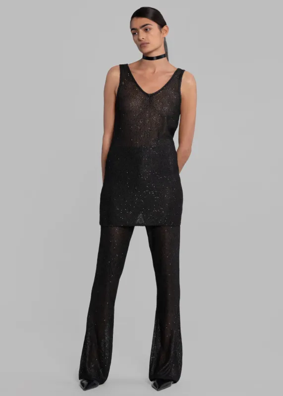 REMAIN Sequin Knit Straight Top - Black made by Frankie Shop