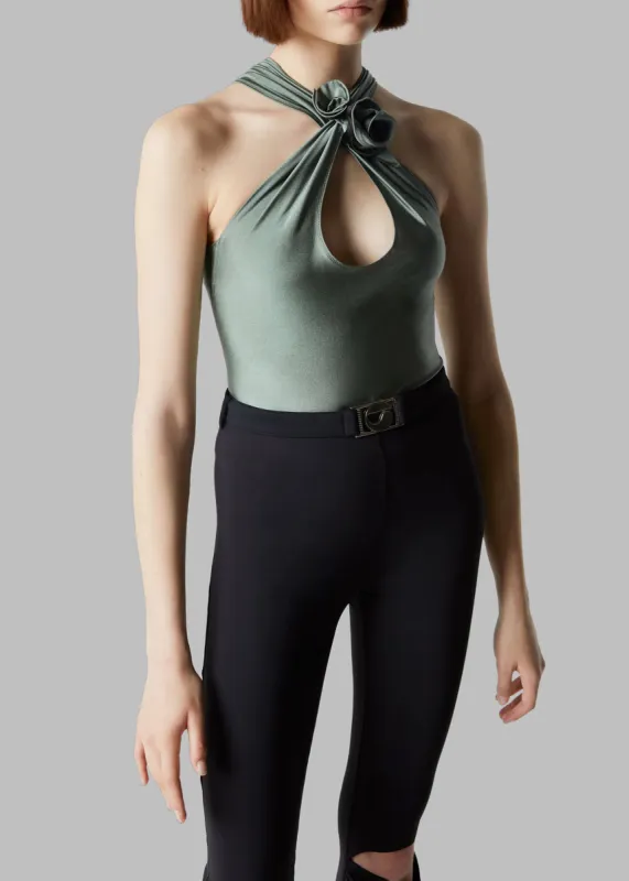 Coperni Crossover Flower Bodysuit - Sage Green sold by Frankie Shop