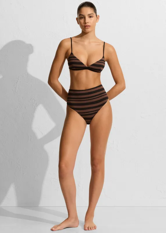 Matteau High Waist Bikini Brief - Nutmeg Stripe made by Matteau