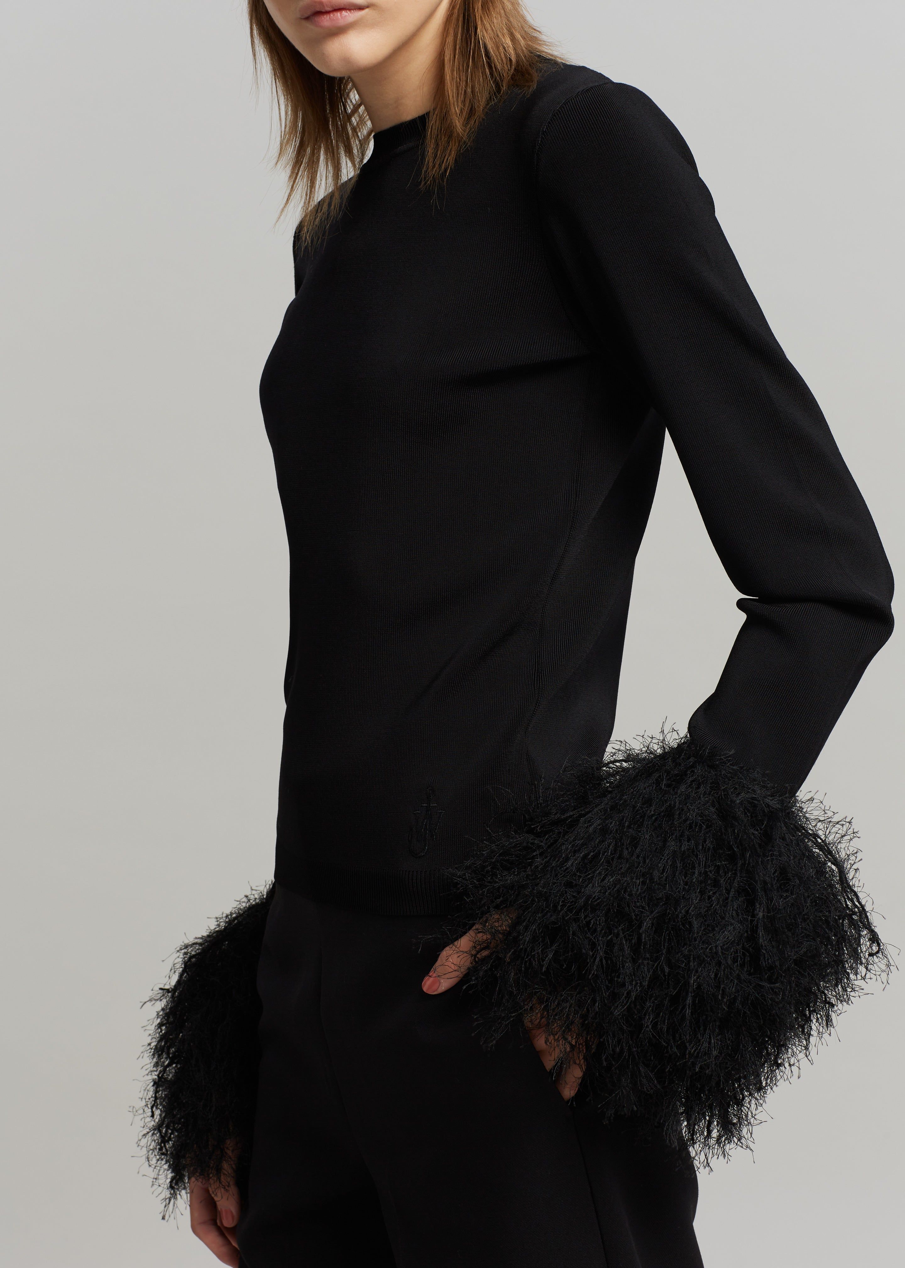 JW Anderson Pom Pom Cuff Crew Neck Jumper - Black sold by Frankie Shop product image thumbnail 3
